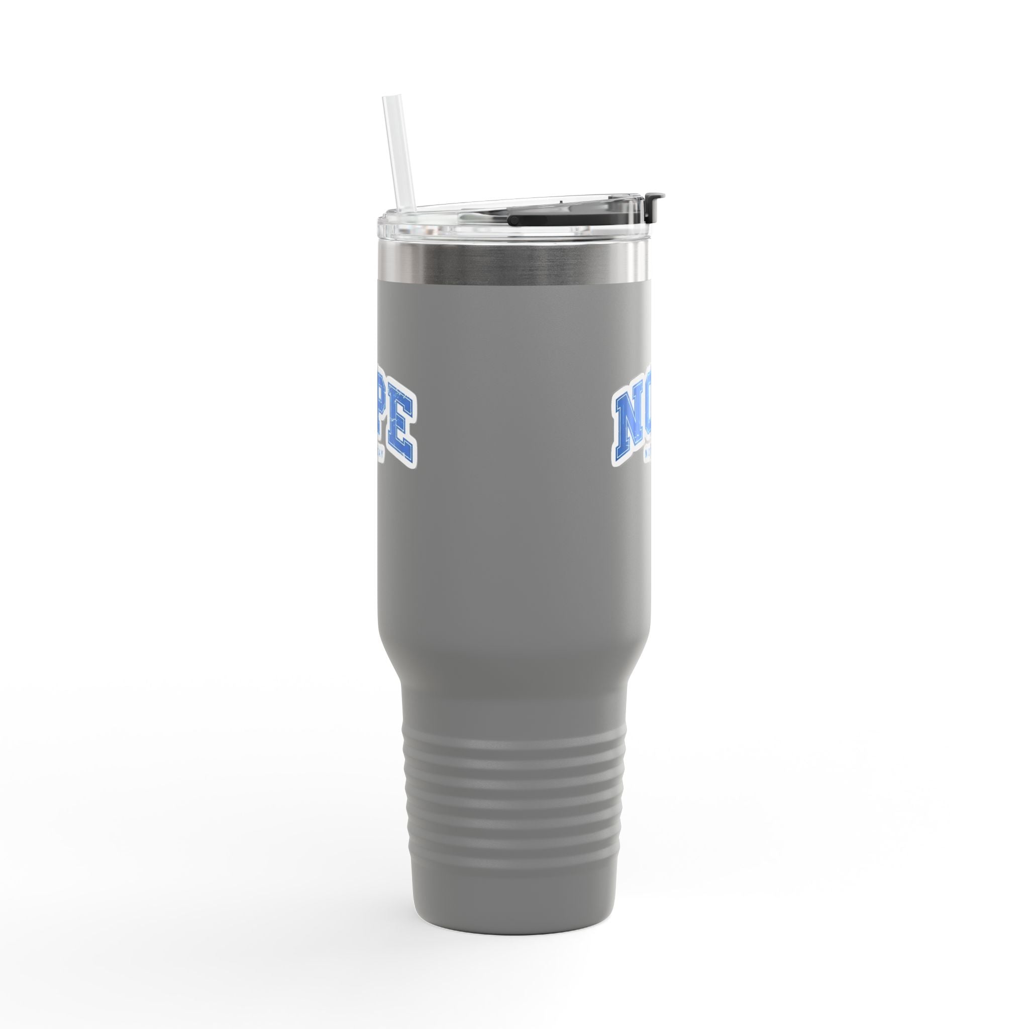 40oz Insulated Travel Mug — "NOPE (Not Today)" Blue Retro Text