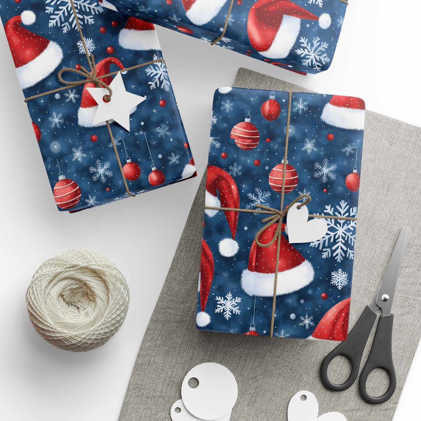 Holiday Snowman Wrapping Paper Roll — Festive Blue & Red Christmas Gift Wrap