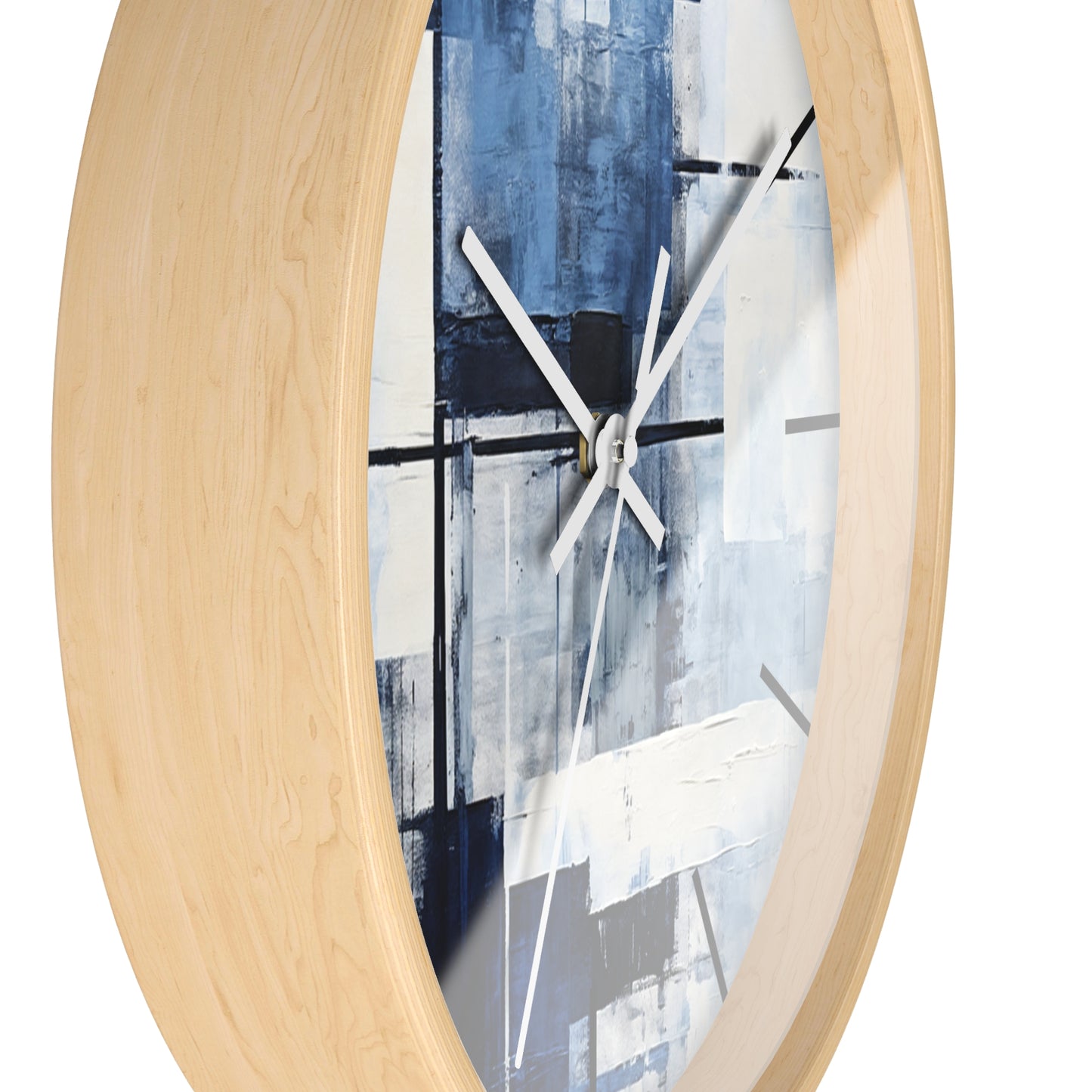 Abstract Blue Geometric Wall Clock — Modern Minimalist Home Decor