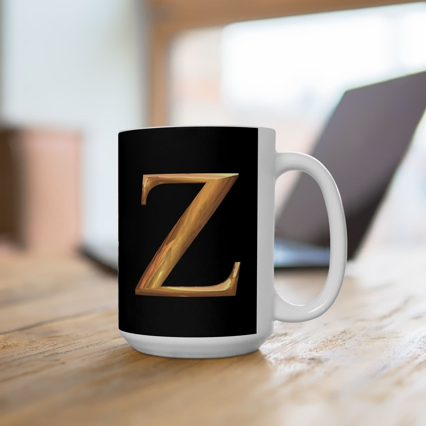Monogram 'Z' Red Gold Heart Ceramic Mug – Personalized Initial Coffee Cup (11oz, 15oz)