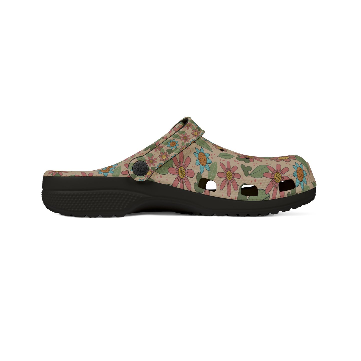 Floral Garden EVA Clogs — Retro Flower Print Foam Slip‑Ons