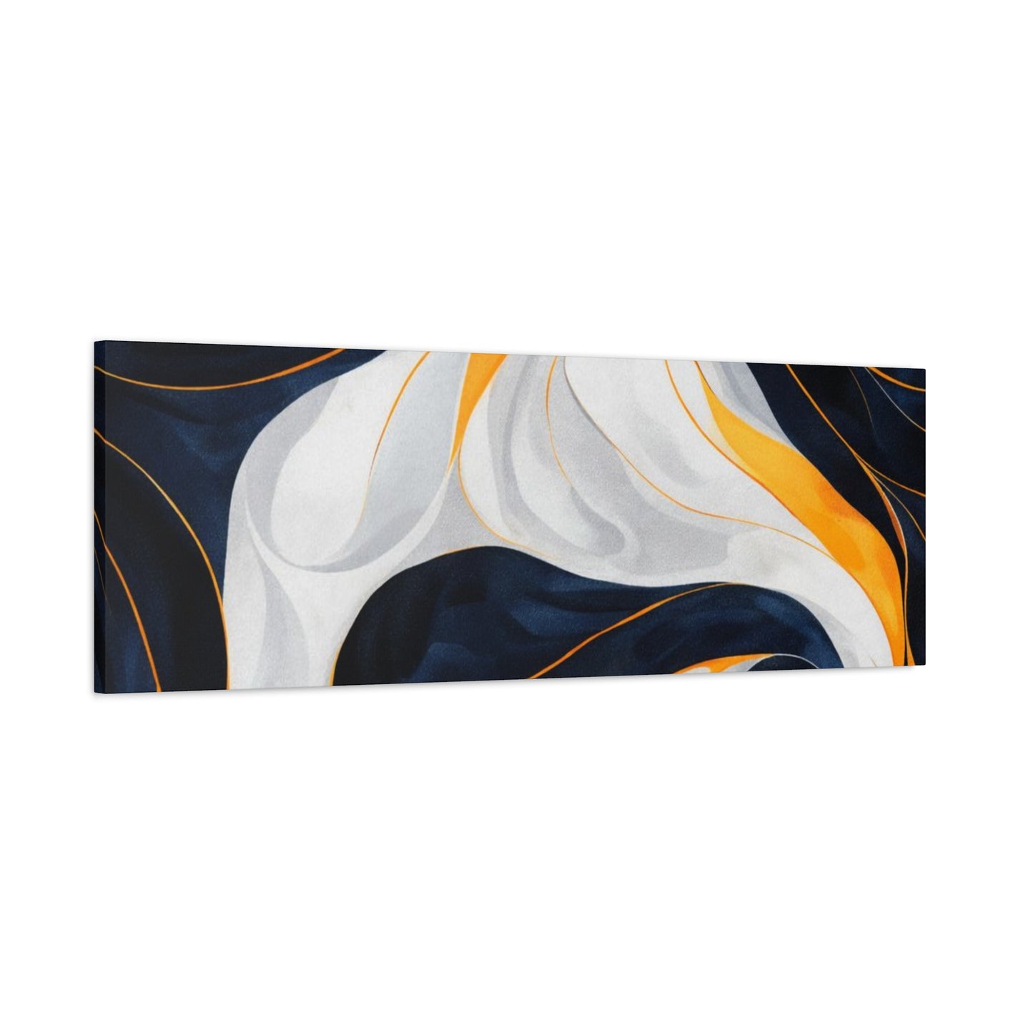 Abstract Navy & Gold Swirl Matte Canvas Wall Art