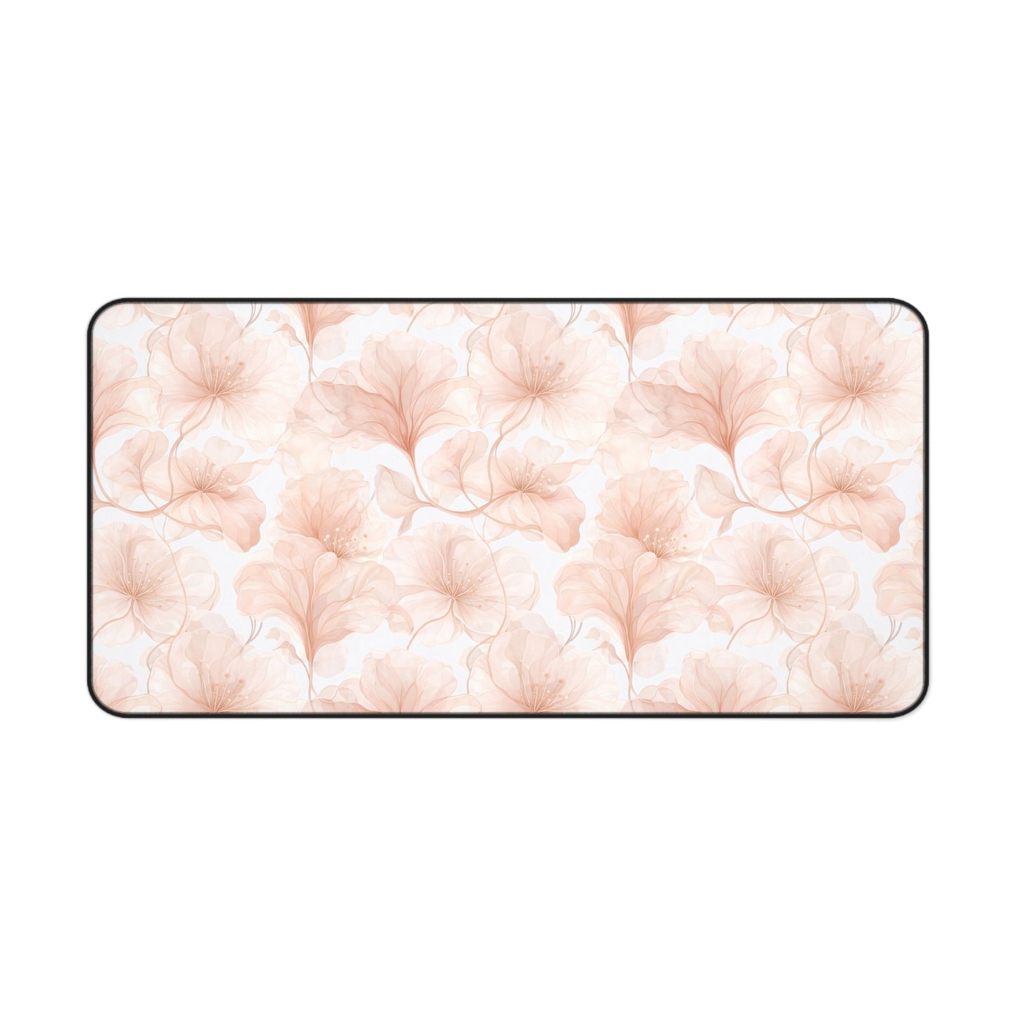 Blush Floral Desk Mat — Soft Pink Ginkgo Leaf Mouse Pad