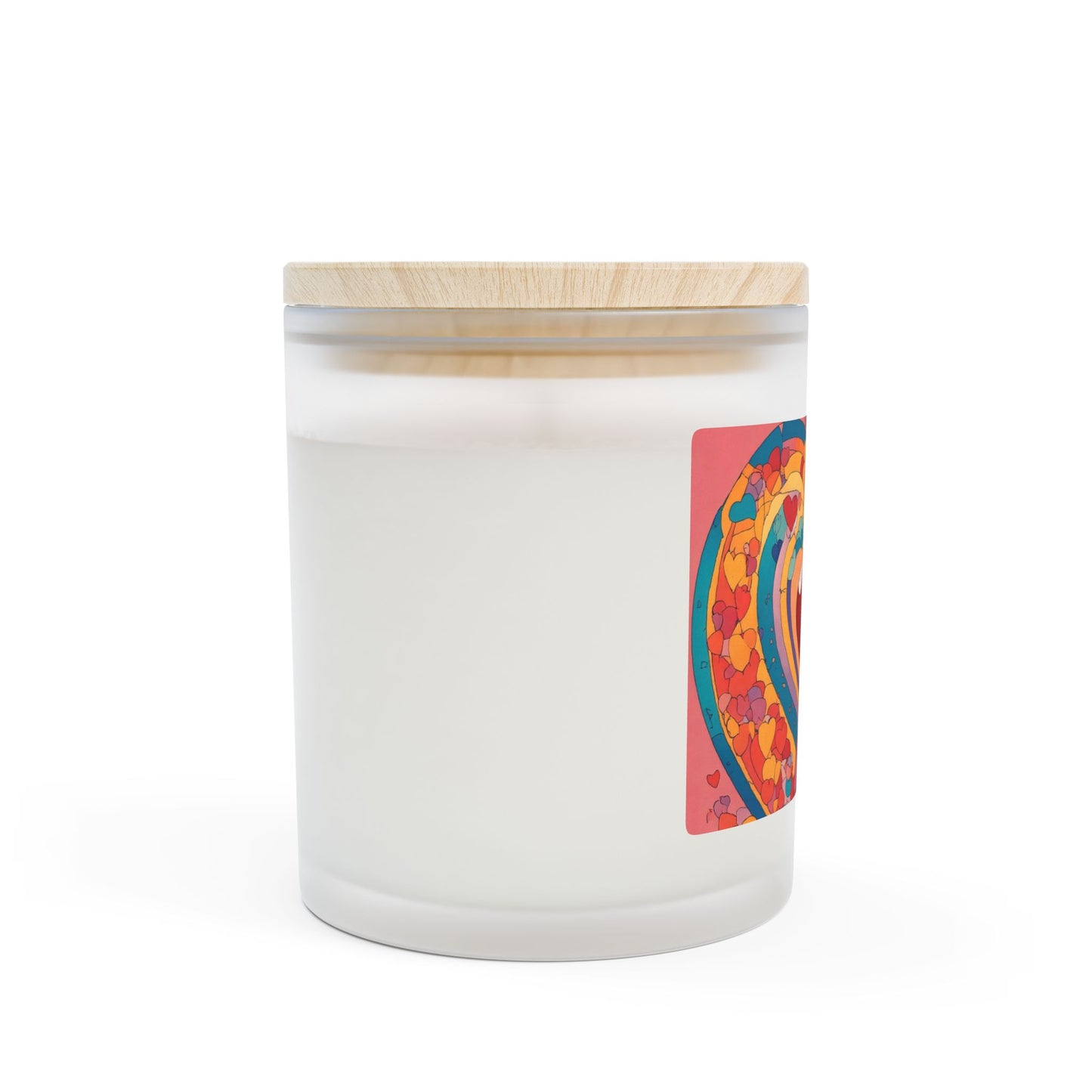 Heart Rainbow Frosted Glass Candle — 11oz Valentine Love Scented Candle