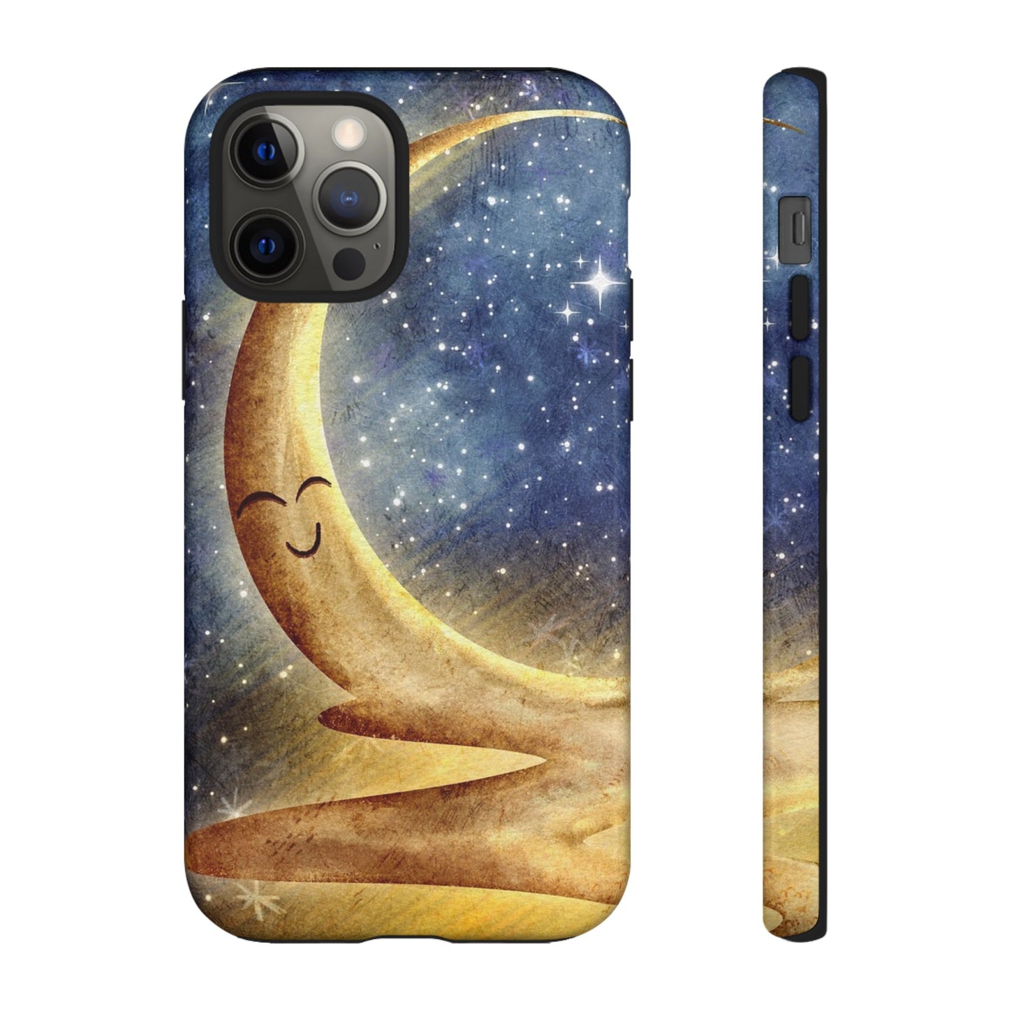 Moonlit Smile Phone Case — Starry Night Crescent Moon iPhone Cover