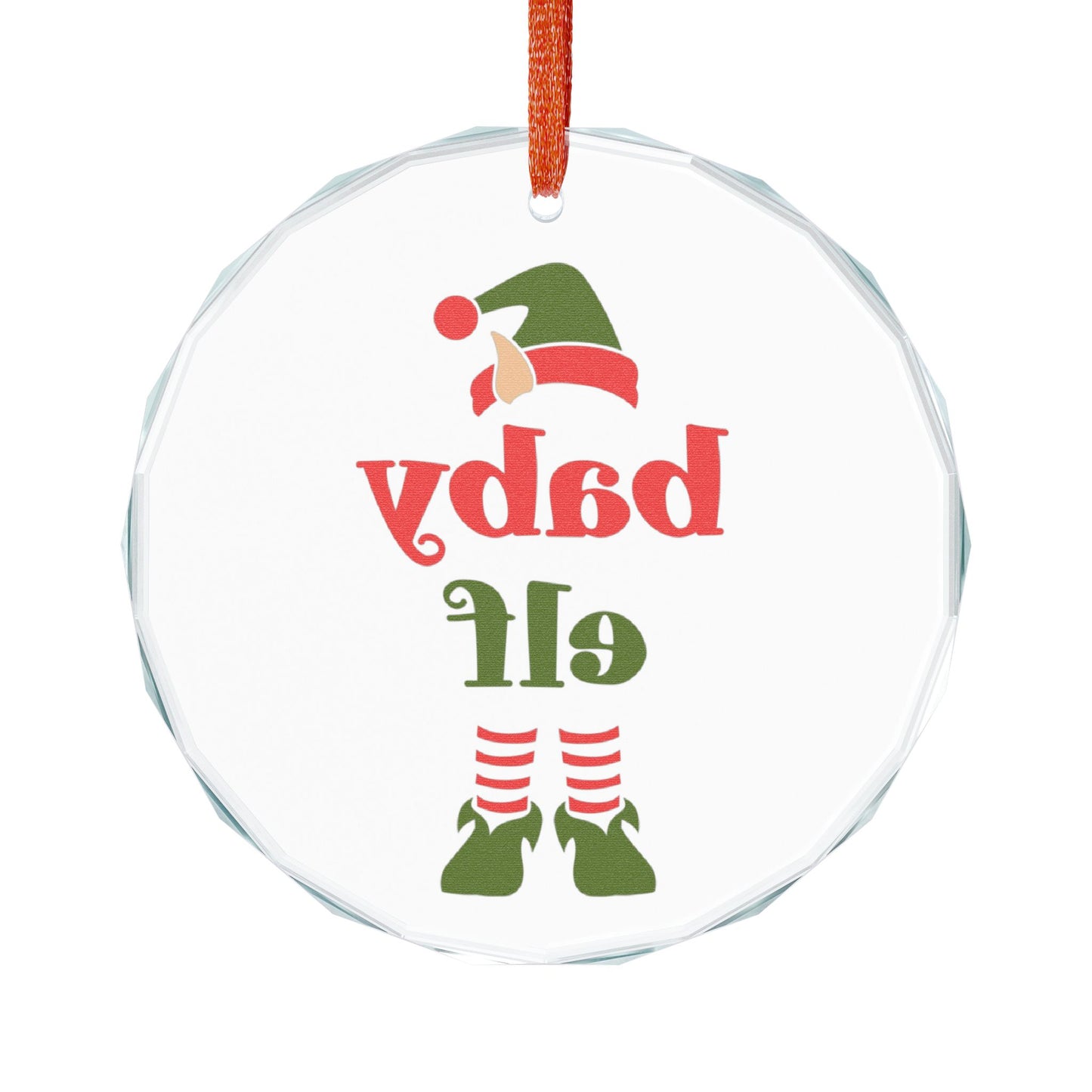 Baby Elf Heart Crystal Ornament — Personalized Christmas Tree Keepsake