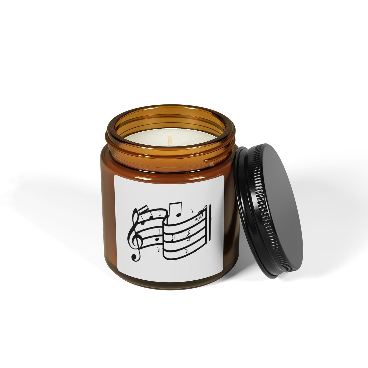 Musical Notes Soy Candle — Amber Jar Scented Candle for Music Lovers