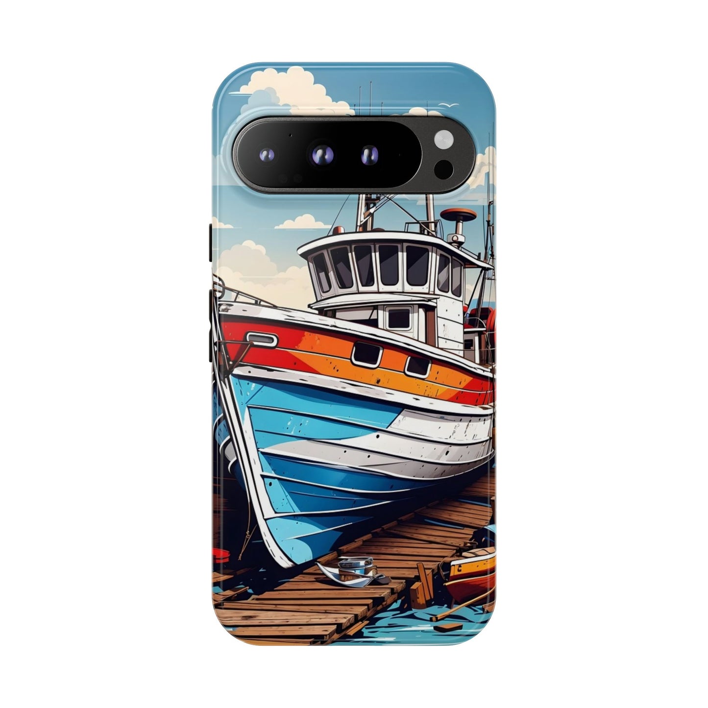 Colorful Fishing Boat Phone Case | Nautical Gift, Marine Design, Coastal Aesthetic, Summer Vibes, Sea Lover's Accessory