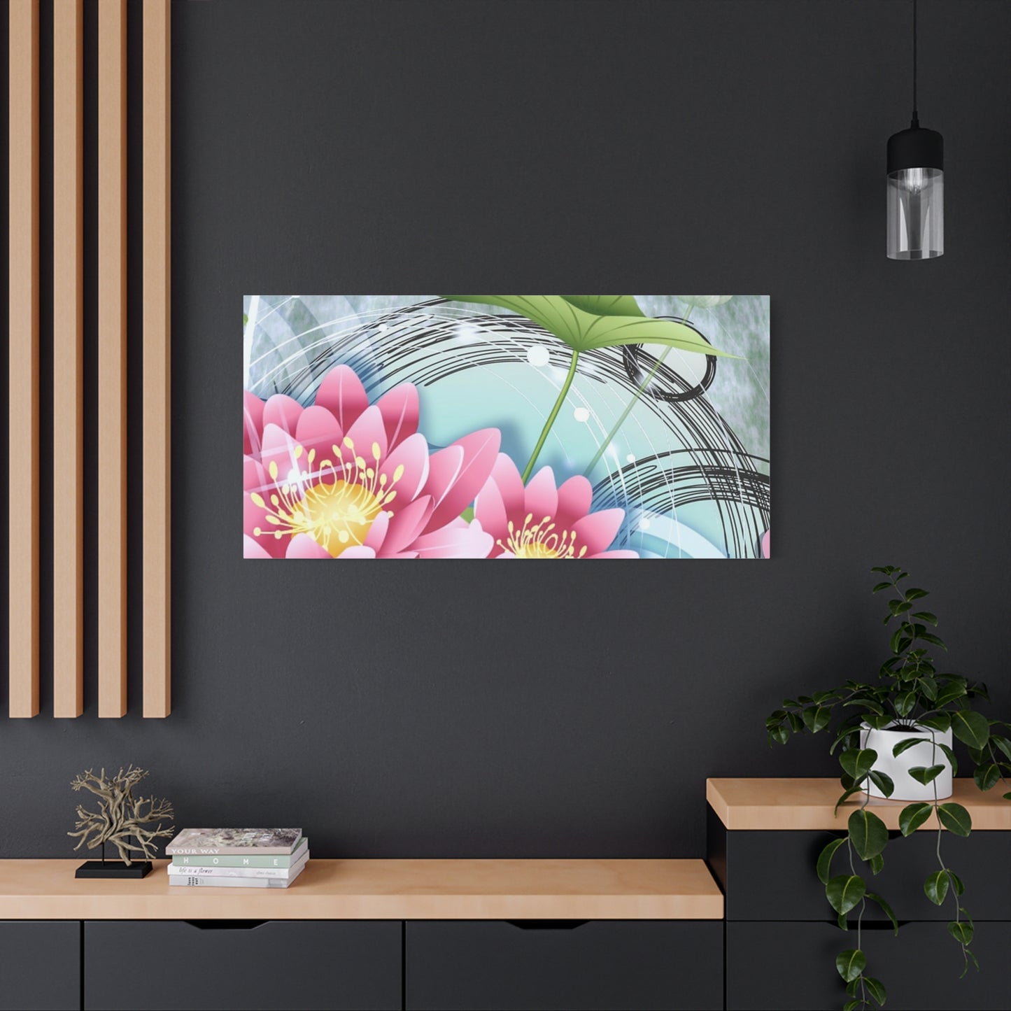 Lotus Blossom Matte Canvas Wall Art — Stretched 1.25" Decorative Print
