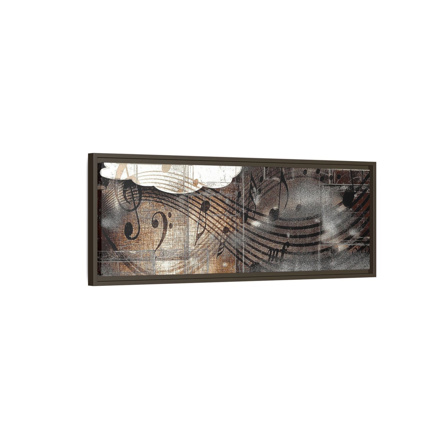 Framed Music Notes Canvas Print — Abstract Vintage Piano & Sheet Music Wall Art