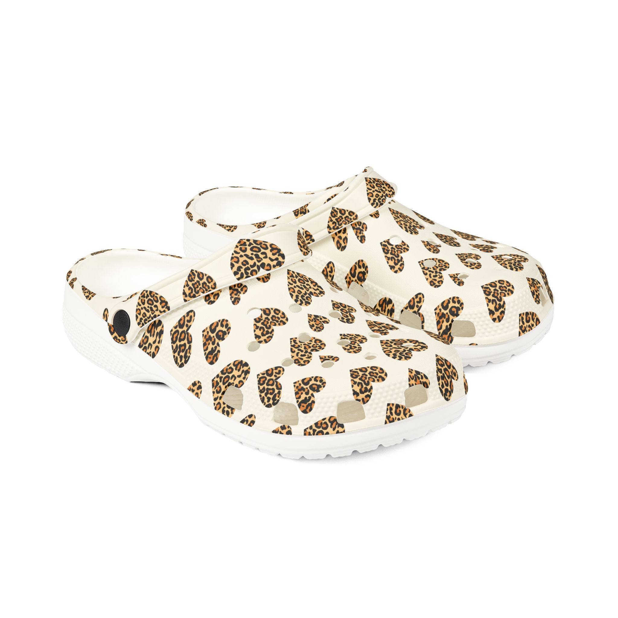 Leopard Heart EVA Clogs — Comfortable Leopard-Print Foam Shoes