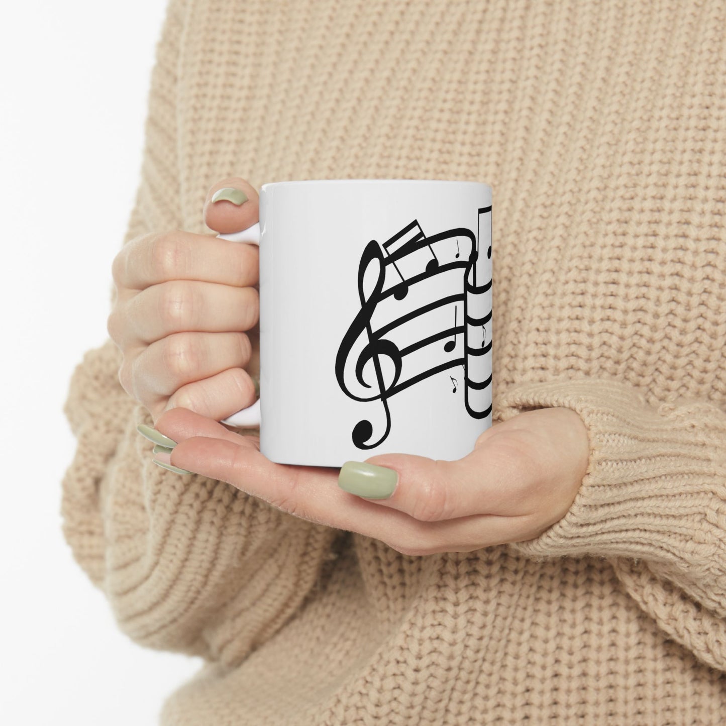 Music Notes Ceramic Mug — Musical Staff Coffee Cup for Musicians & Music Lovers (11oz/15oz)