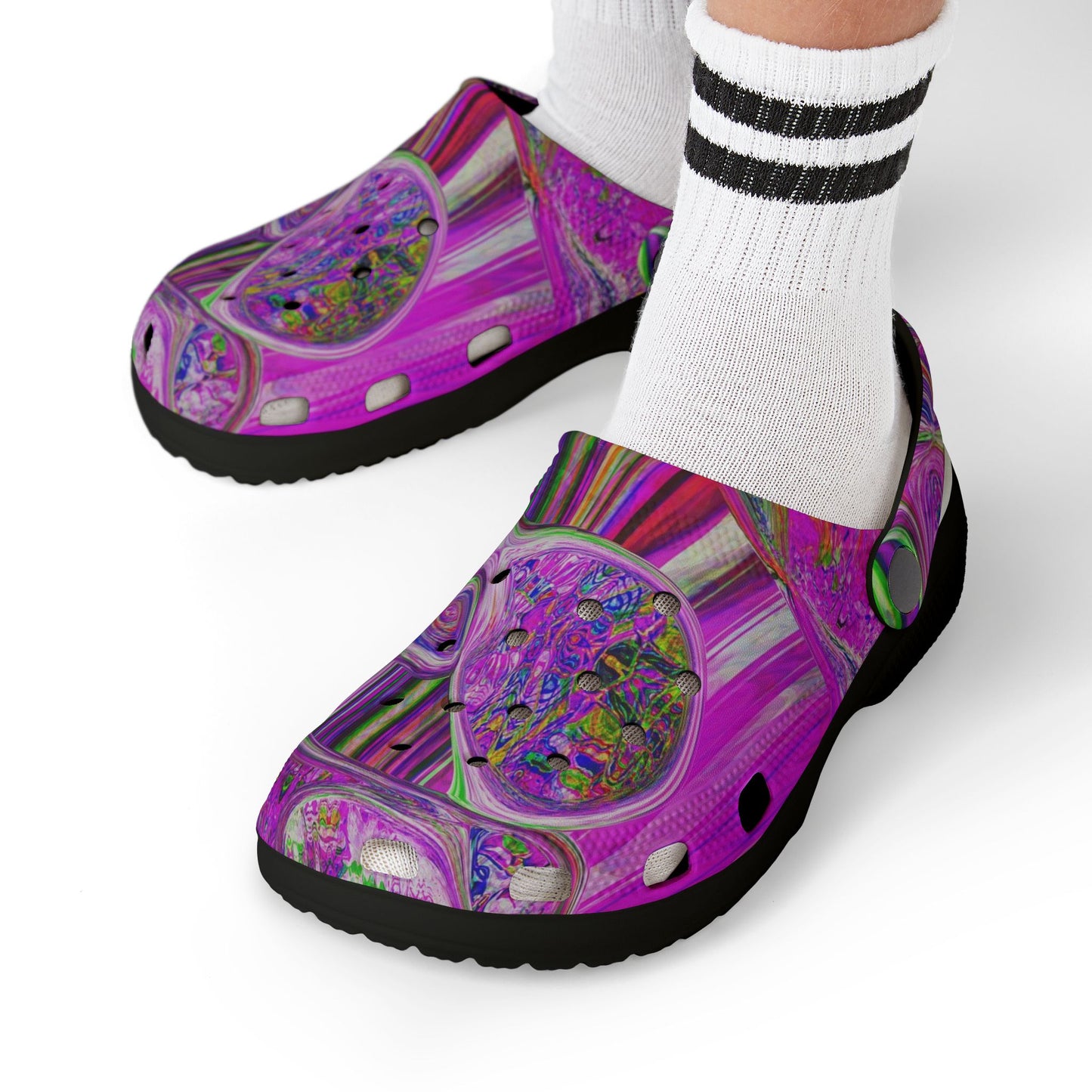 Kids Purple Swirl EVA Foam Clogs — Colorful Psychedelic All-Over Print