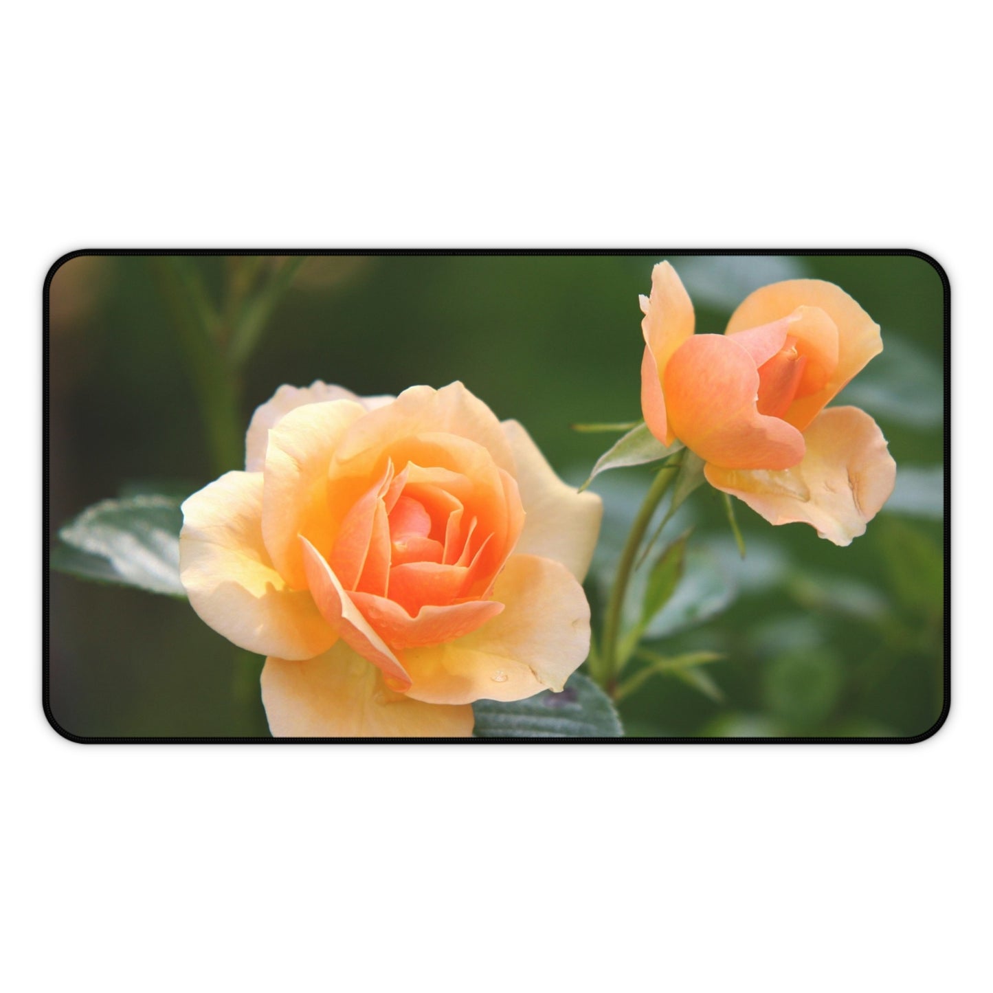 Desk Mat — Peach Rose Floral Desk Mat for Home Office, Floral Mouse Pad