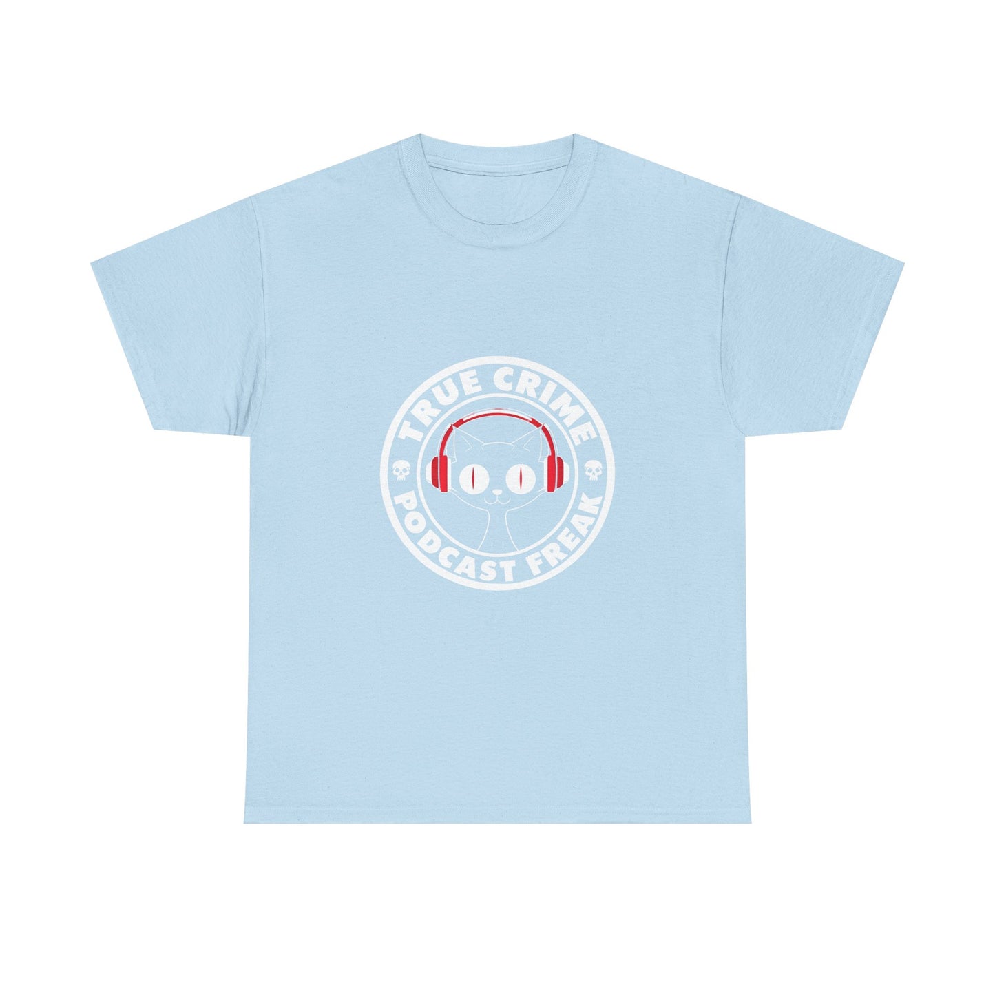 True Crime Podcast Tee — Cat with Headphones Logo
