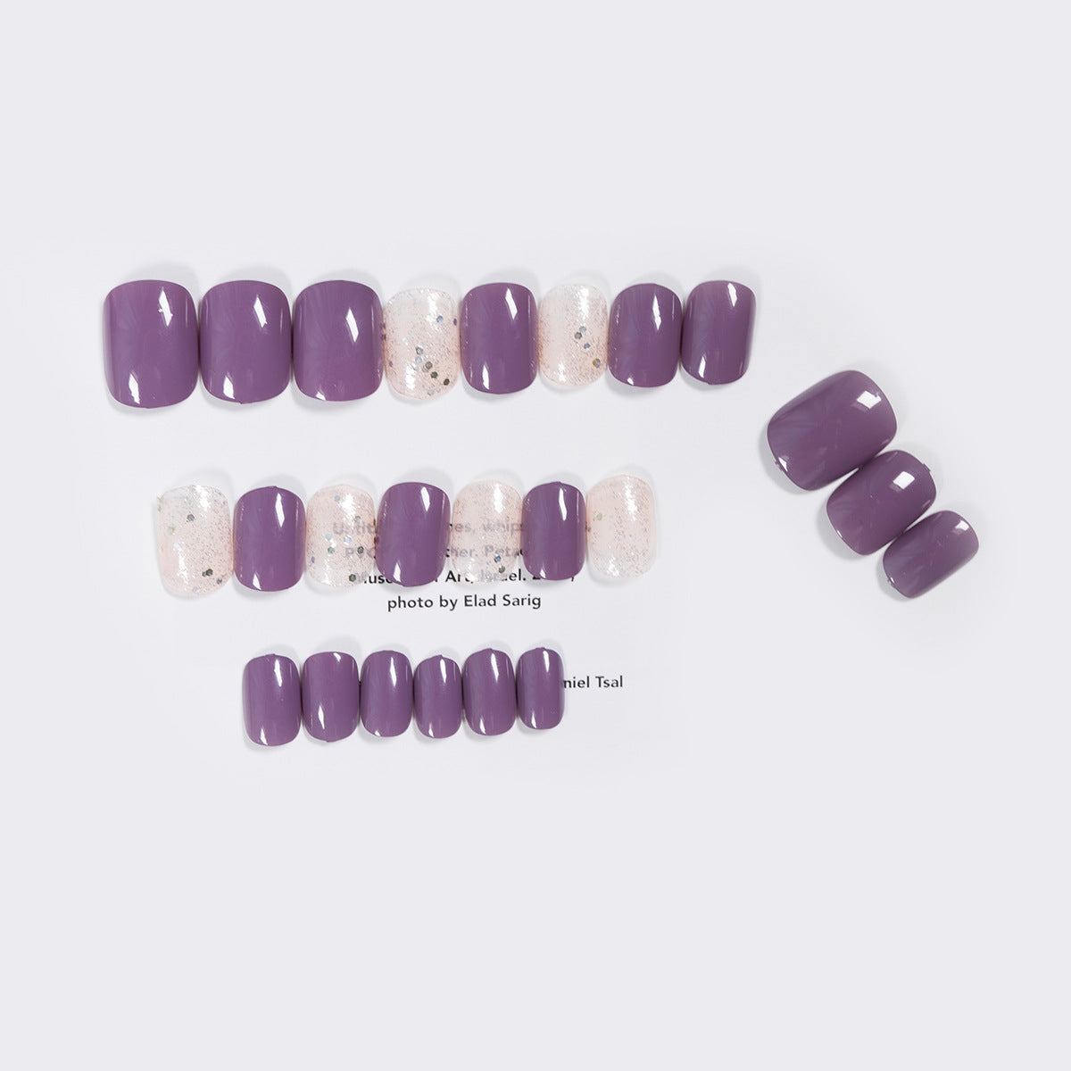 Rattan Purple Glitter Short Wear Nail Finished Fake Nail Nail Patch Nail Patch Waterproof Removable Nail Patch – Image 4