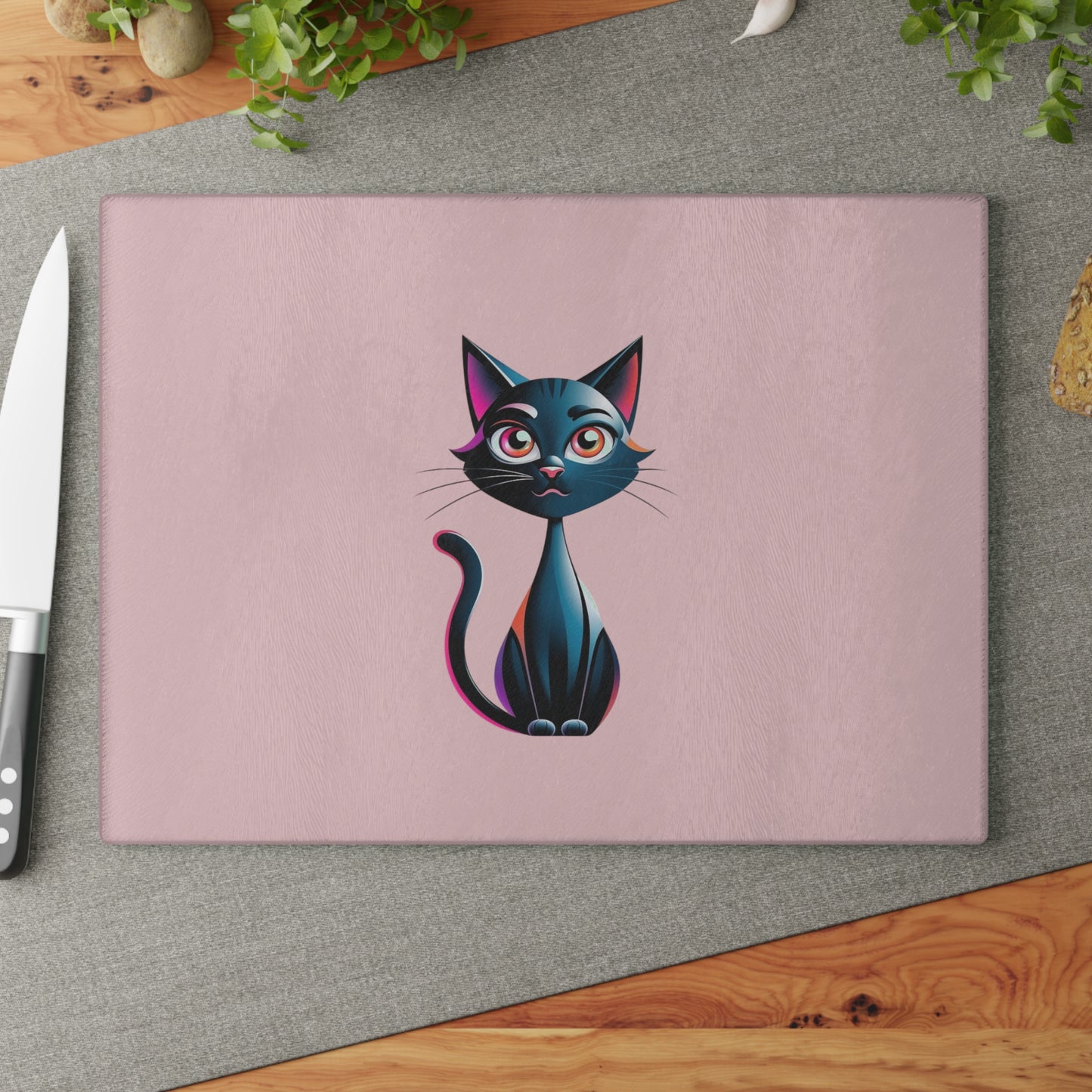 Charming Cat Glass Cutting Board - Cute Cat Kitchen Decor, Pet Lover Gift, Unique Housewarming Present, Cat Mom Essential