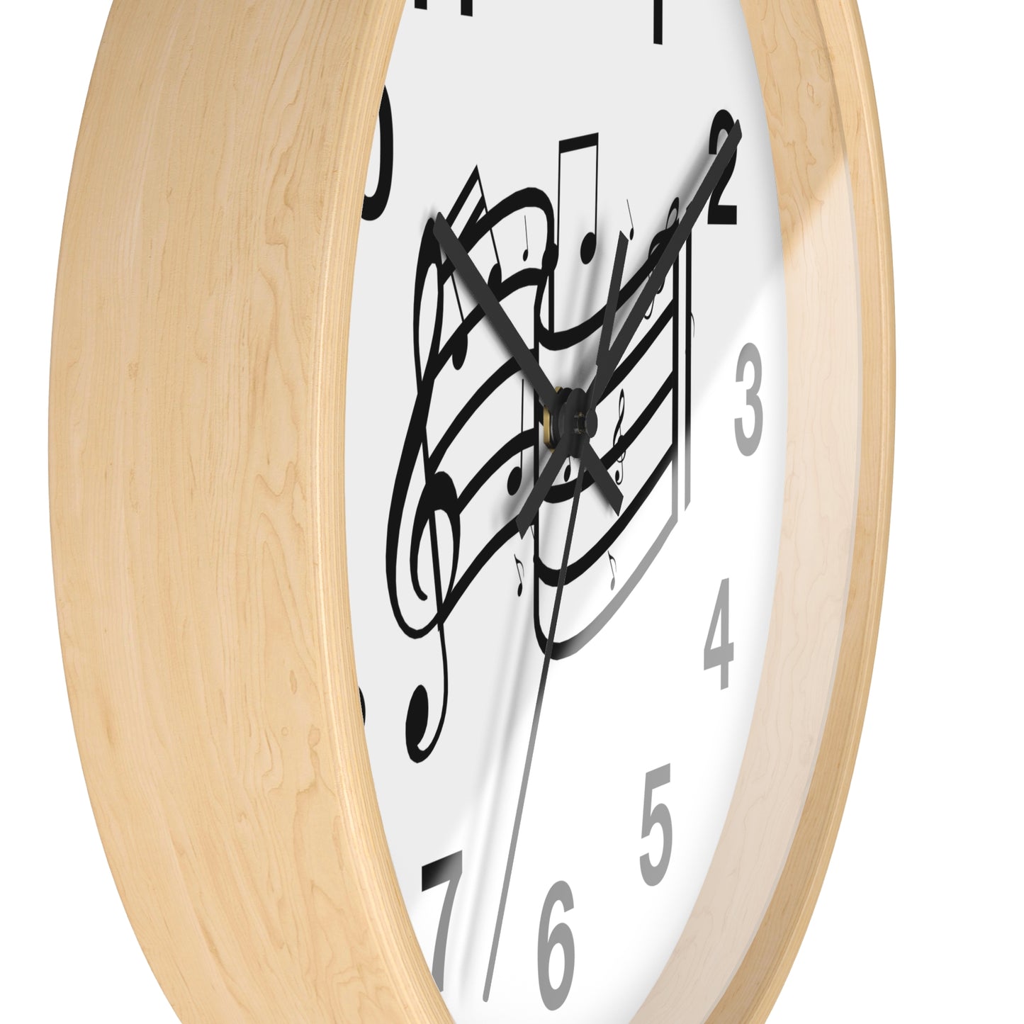 Music Notes Wall Clock — Black & White Treble Clef Timepiece for Music Lovers