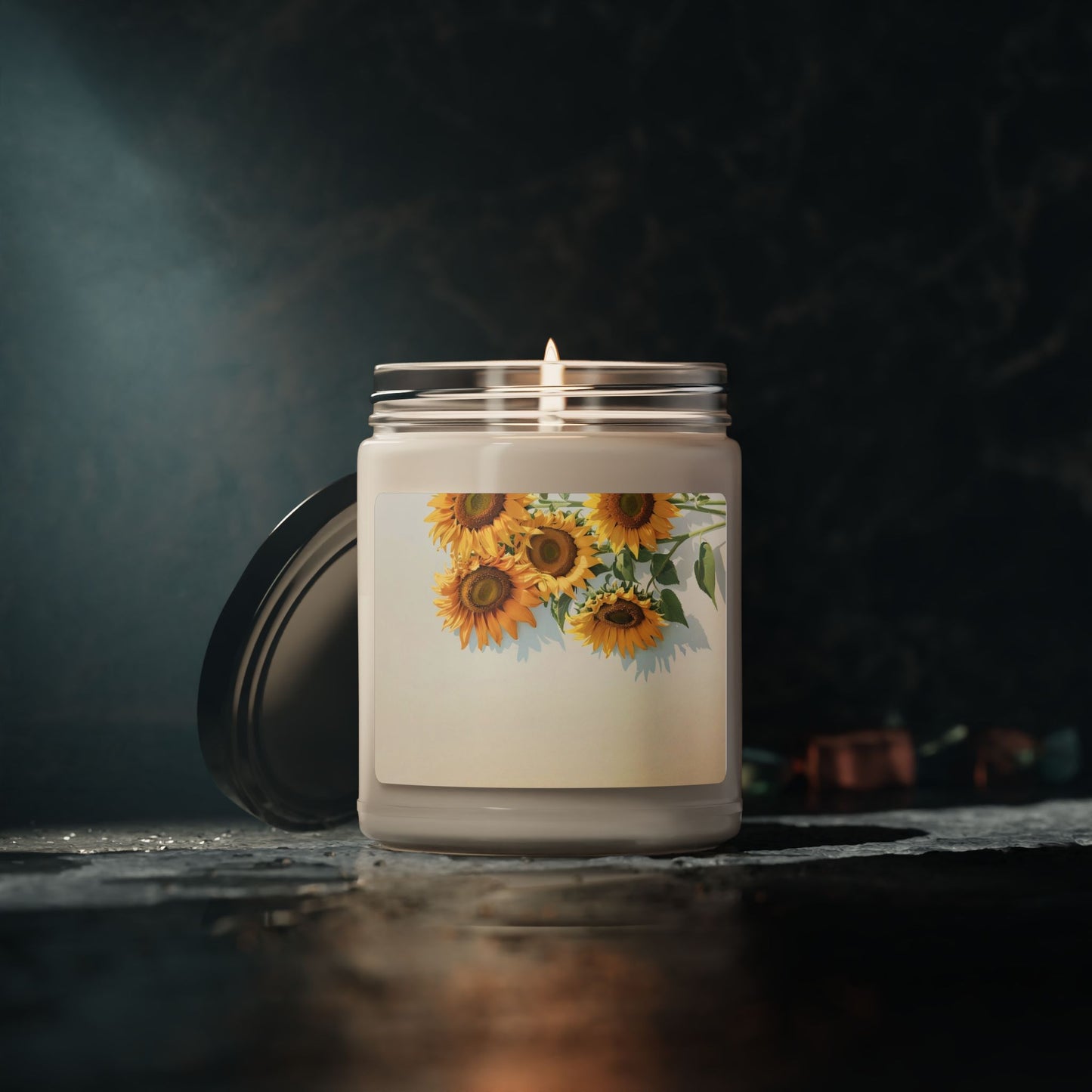 Sunflower Scented Soy Candle — 9oz Floral Jar Candle (Sunflowers)