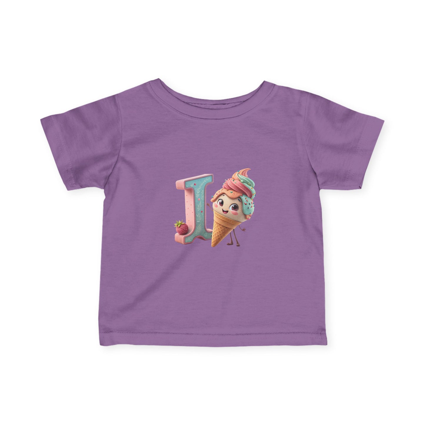 Ice Cream Letter J Infant Tee, Cute Baby Shirt, Kids Birthday Gift, Summer Outfit, Personalized Toddler Gift