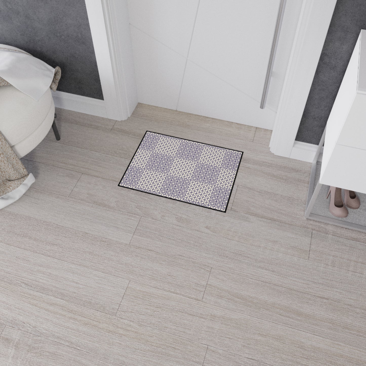 Geometric Patchwork Heavy-Duty Floor Mat — Non-Slip Entry Rug