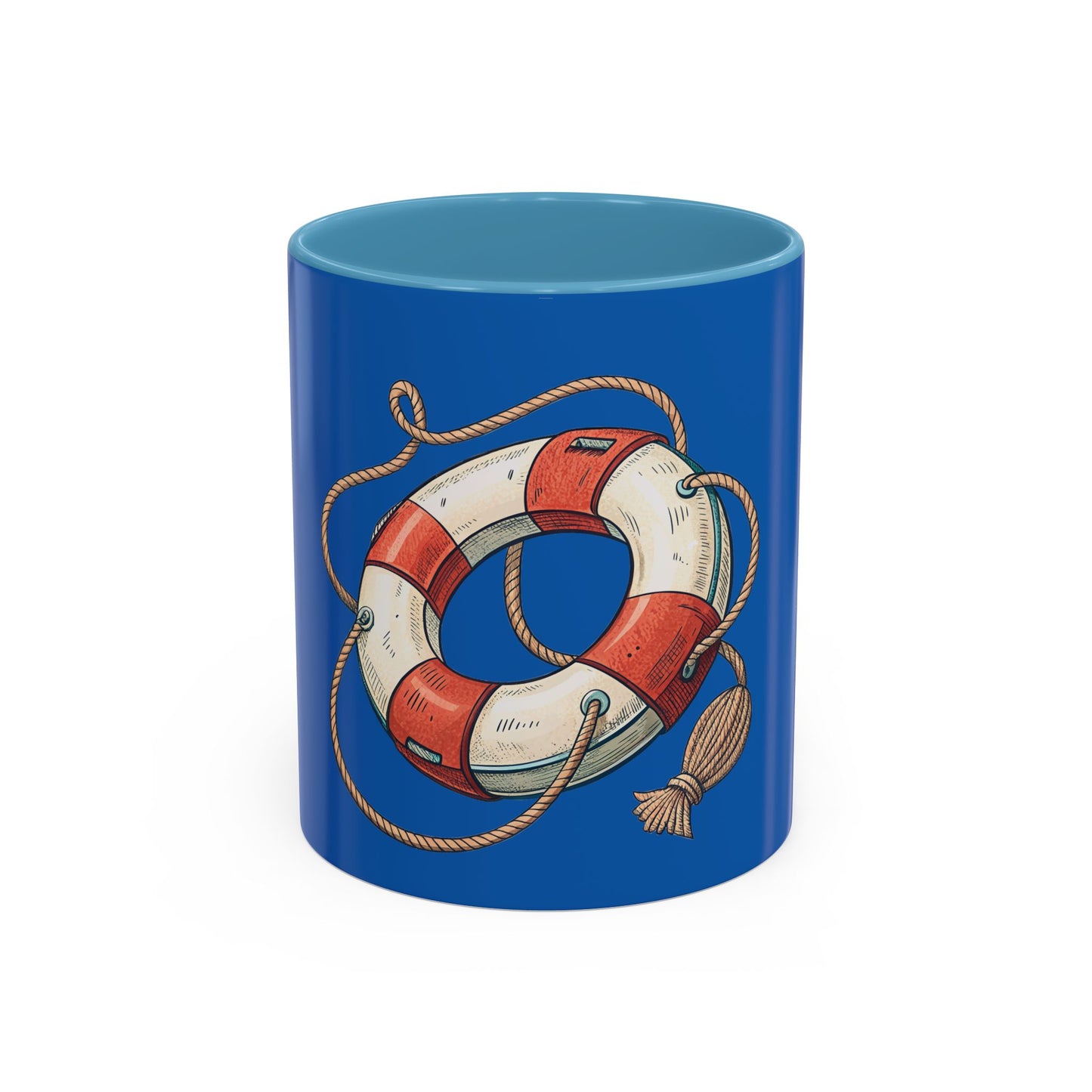 Lifesaver Accent Coffee Mug - Nautical Gift, Beach Decor, Sailor's Coffee Cup, Ocean Lover Mug, Summer Vibes