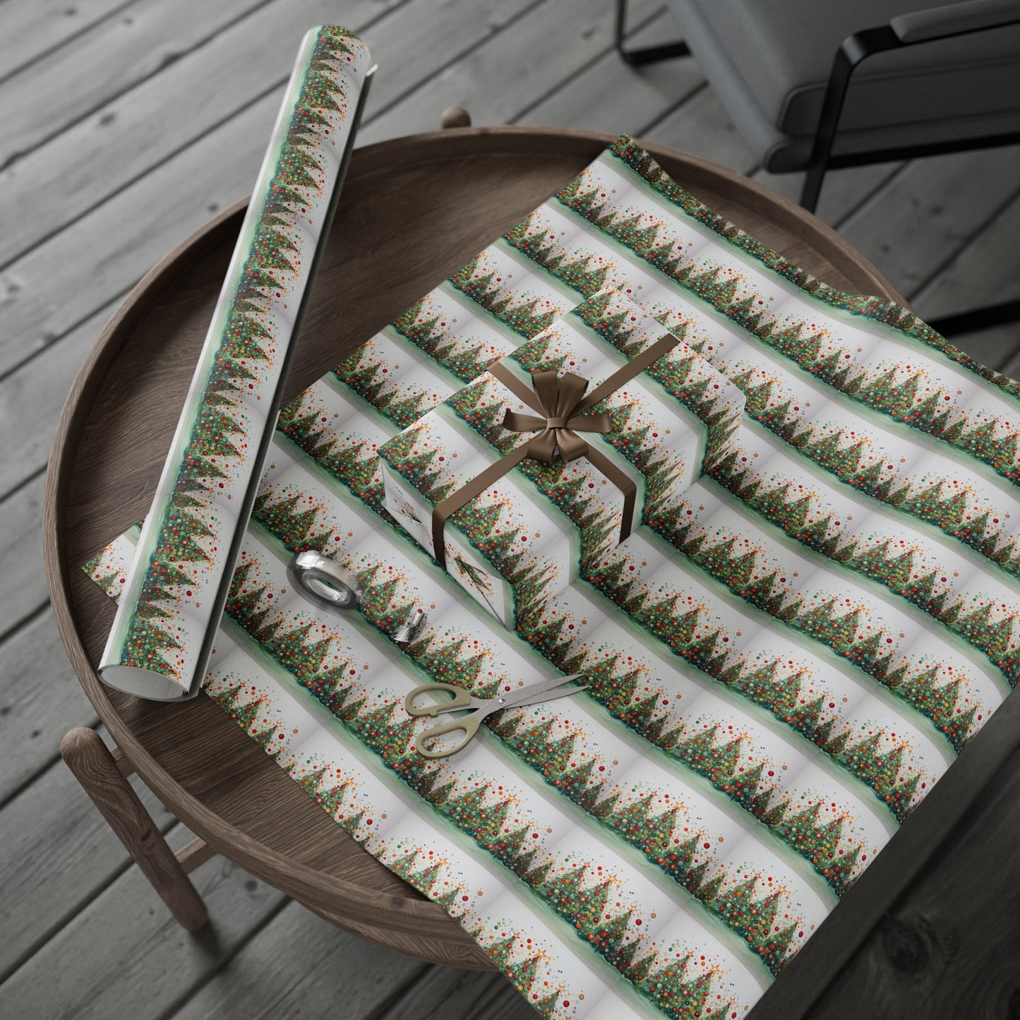 Christmas Tree Confetti Wrapping Paper Roll — Festive Holiday Gift Wrap