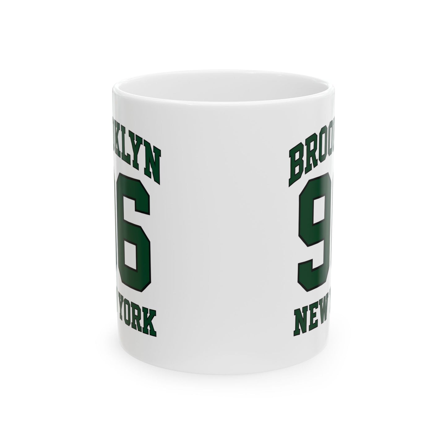 Brooklyn 96 New York Ceramic Mug — Retro Varsity Number Coffee Cup