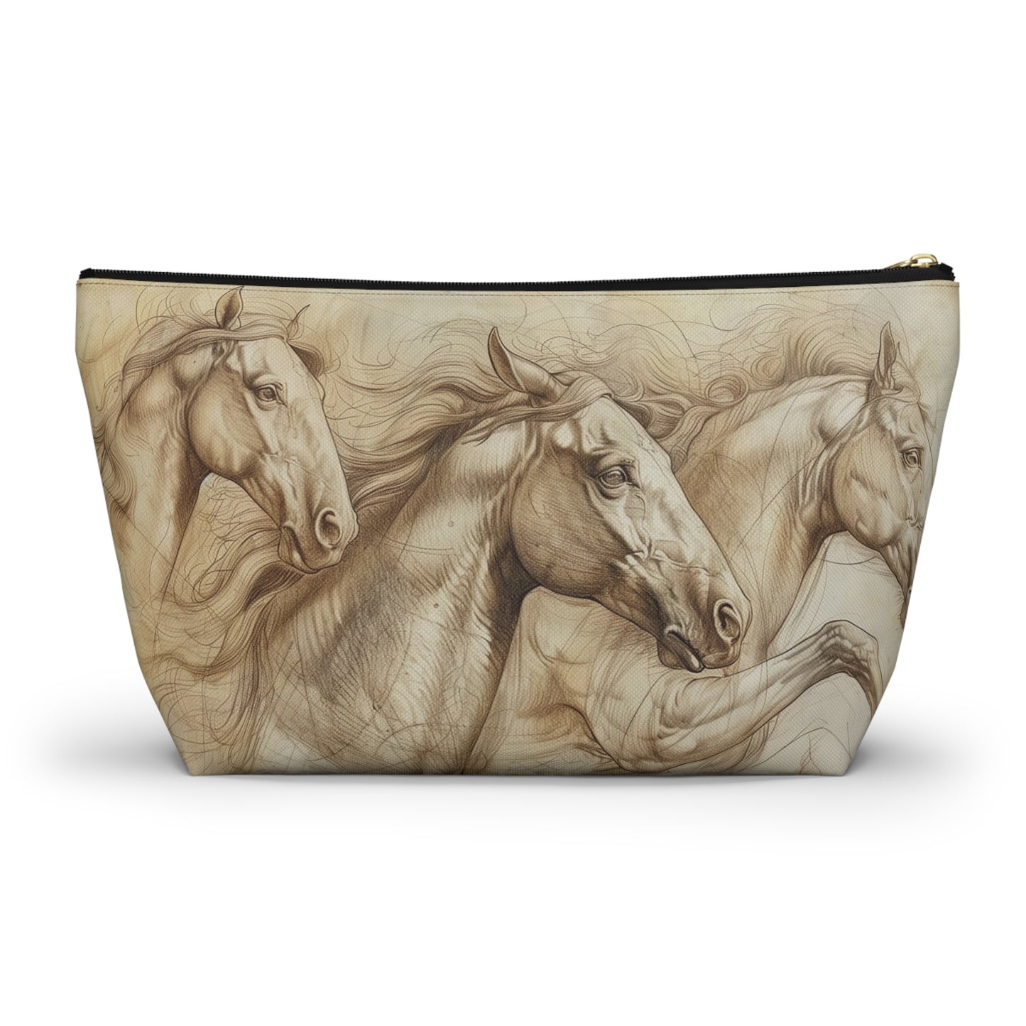Horse Run Accessory Pouch — Equestrian Makeup & Travel T-Bottom Bag