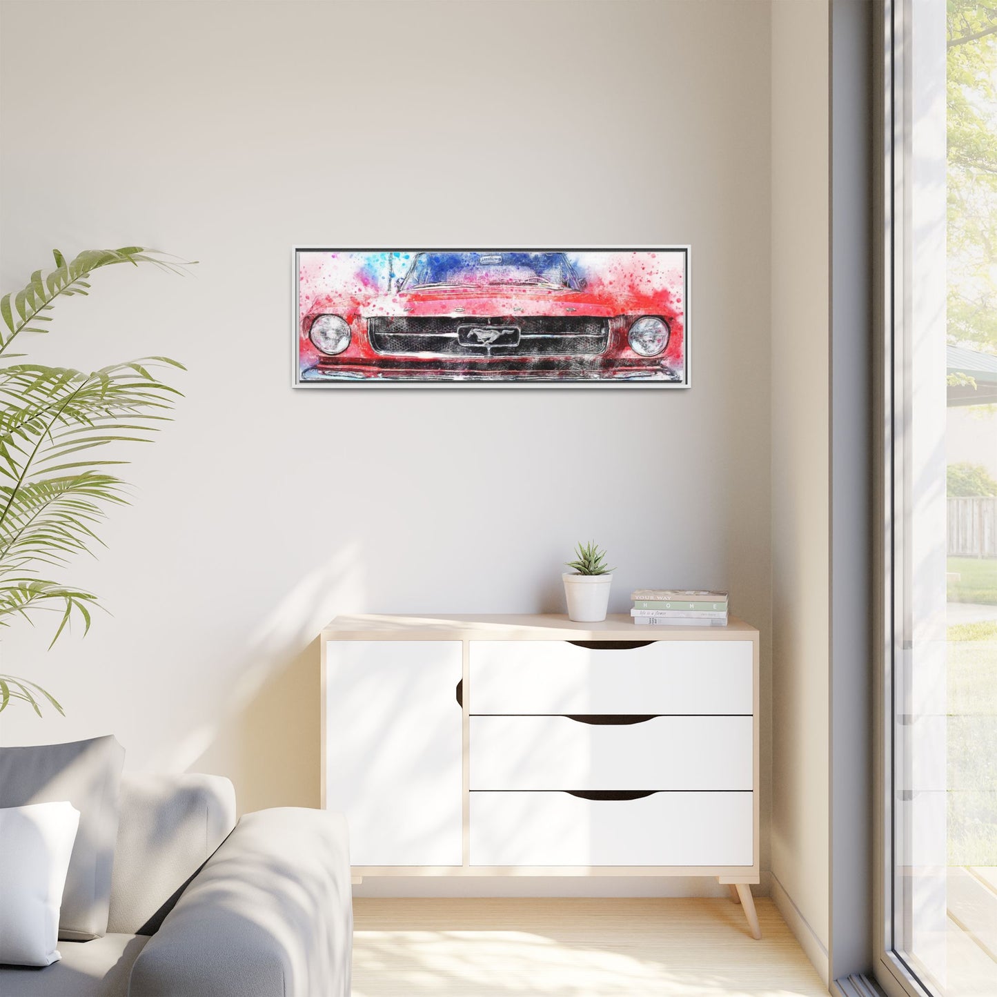Matte Canvas, Framed Mustang Car