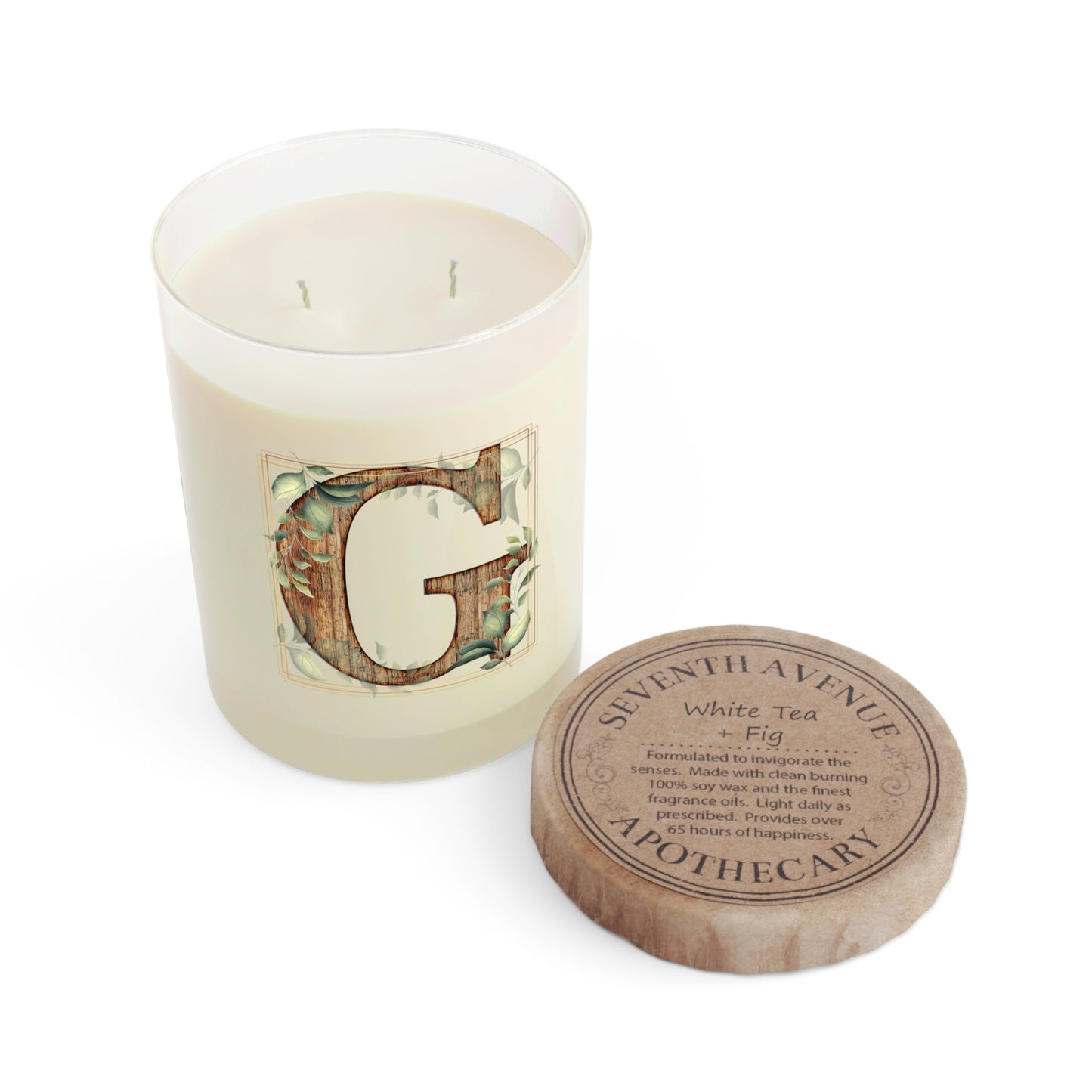 Wood Letter Monogram Scented Candle — 11oz Glass