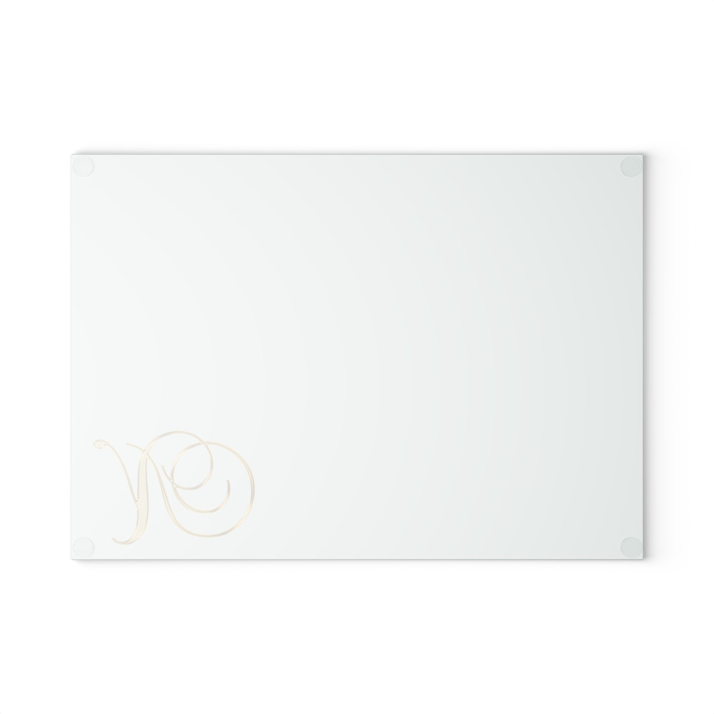 Monogram Glass Cutting Board — Mint or Clear Tempered Glass with Gold Script "N"