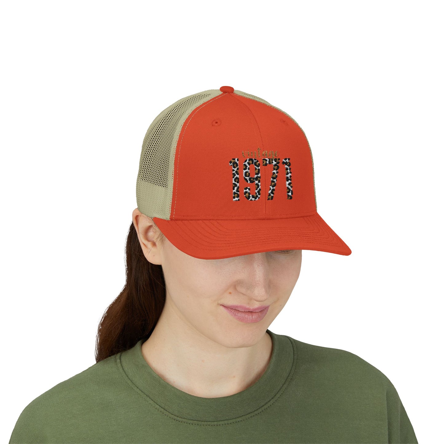 1971 Leopard Print Snapback Trucker Cap — Vintage Born in 1971 Birthday Gift