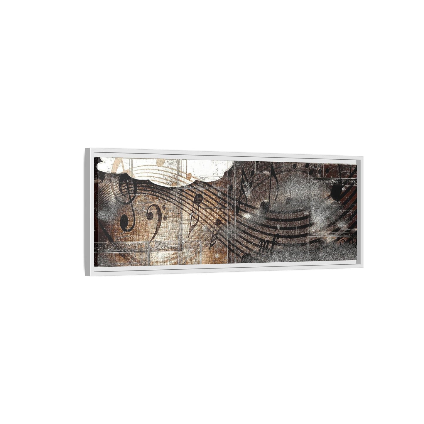 Framed Music Notes Canvas Print — Abstract Vintage Piano & Sheet Music Wall Art