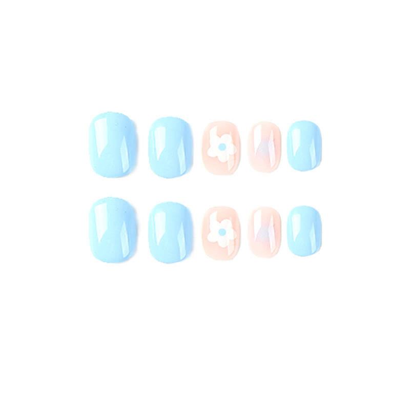 "Baby Blue Blush & Blossom" - Precision Crafted Press-On Nails – Image 5