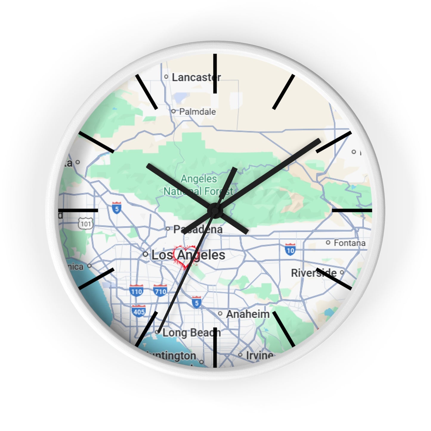 Los Angeles Wall Clock, Unique Home Decor, Custom City Map Clock, Modern Timepiece, Gift for Map Lovers