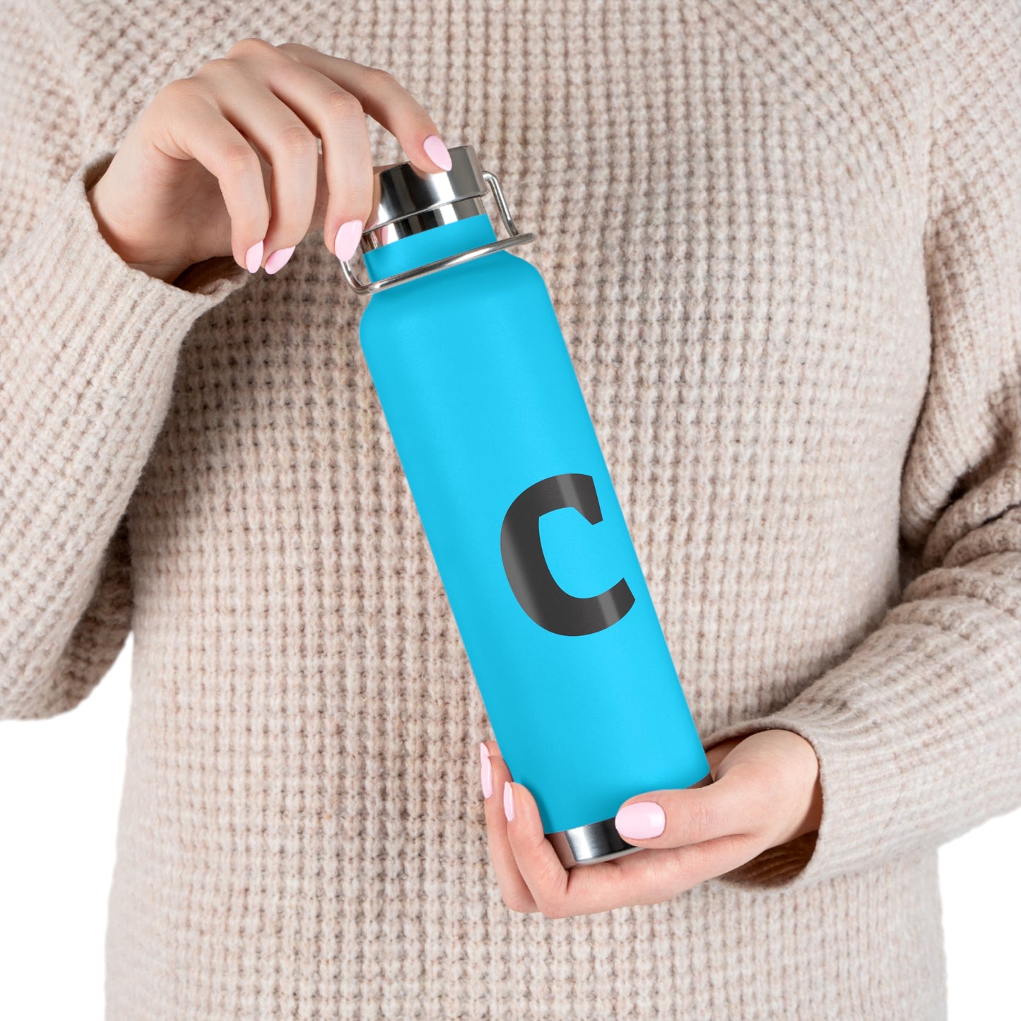 Personalized Copper Insulated Water Bottle, 22oz - "C" Custom Monogram