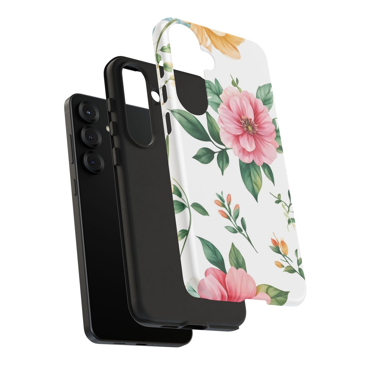 Floral Tough Phone Case — Pink Peony Protective Phone Cover