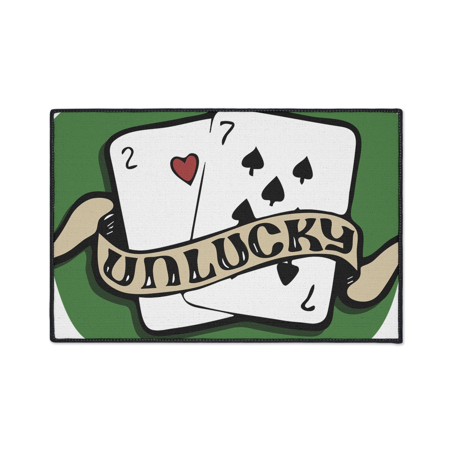 Unlucky Cards Heavy-Duty Floor Mat — Casino Poker Themed Entrance Rug