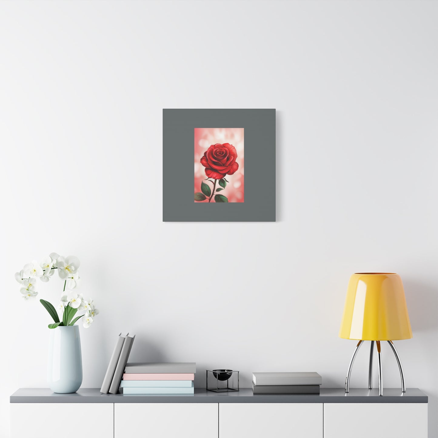 Red Rose Vertical Matte Canvas Print — Romantic Floral Wall Art