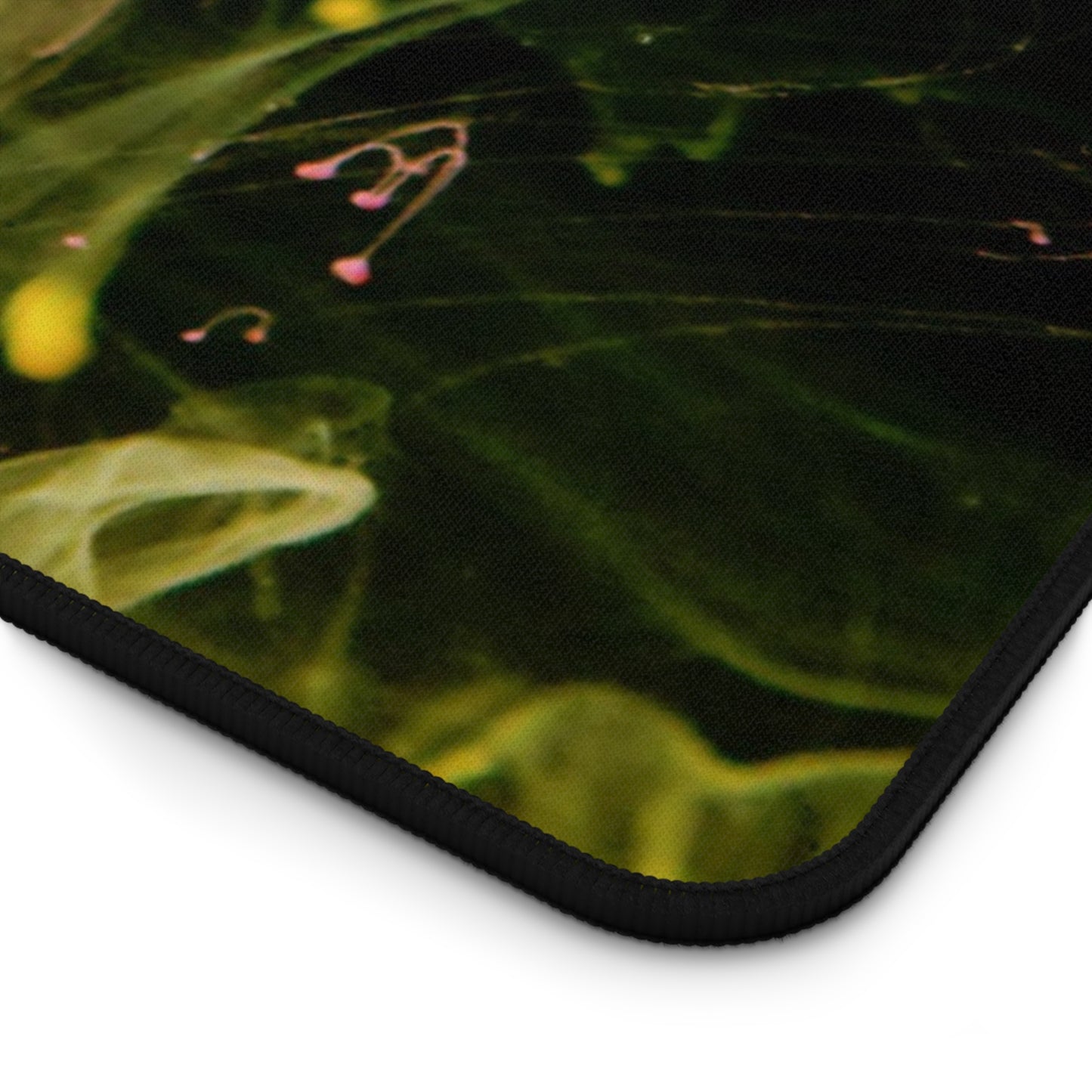 Abstract Yellow Ink Desk Mat — Vibrant Liquid Art Mouse Pad