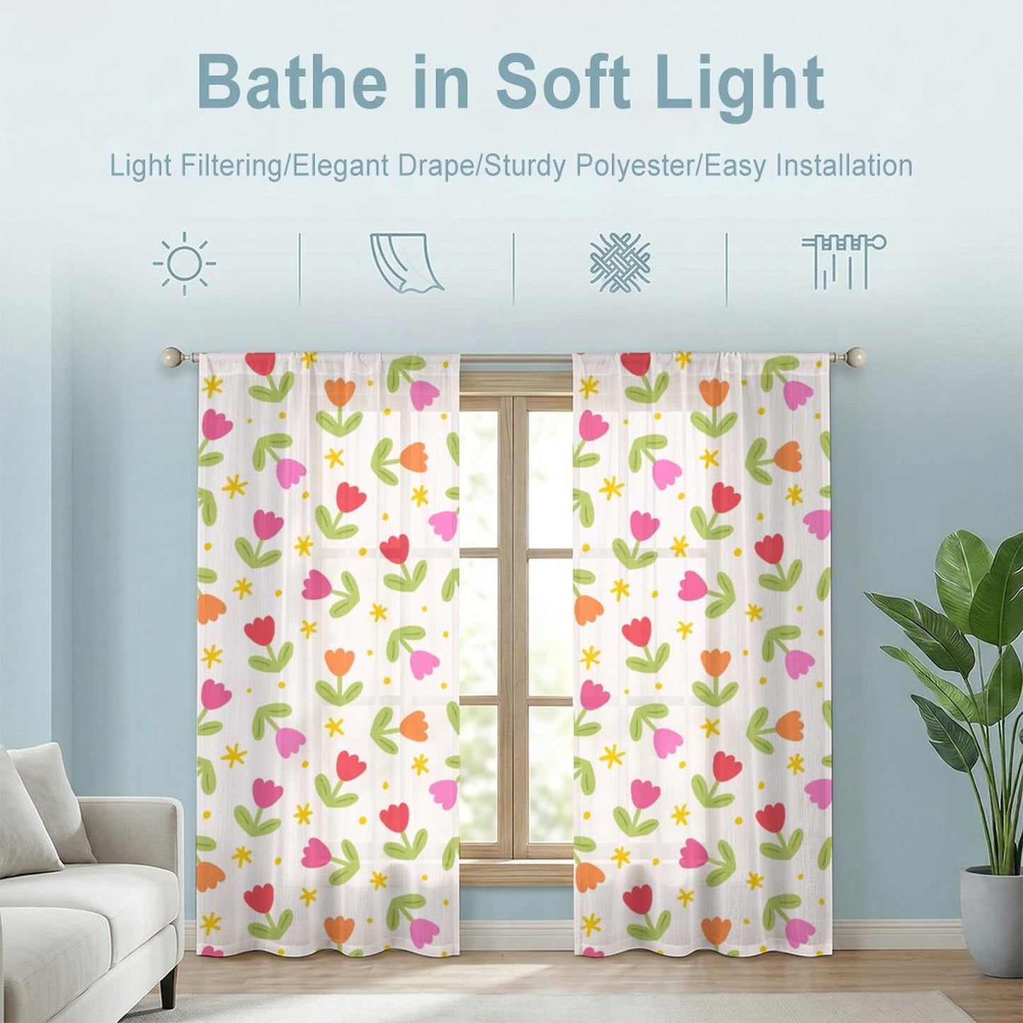 Sheer Curtain Tulips