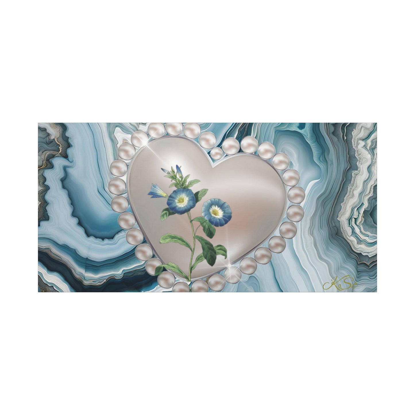 Elegant Floral Heart Canvas Wall Art, Modern Home Decor, Gift for Her