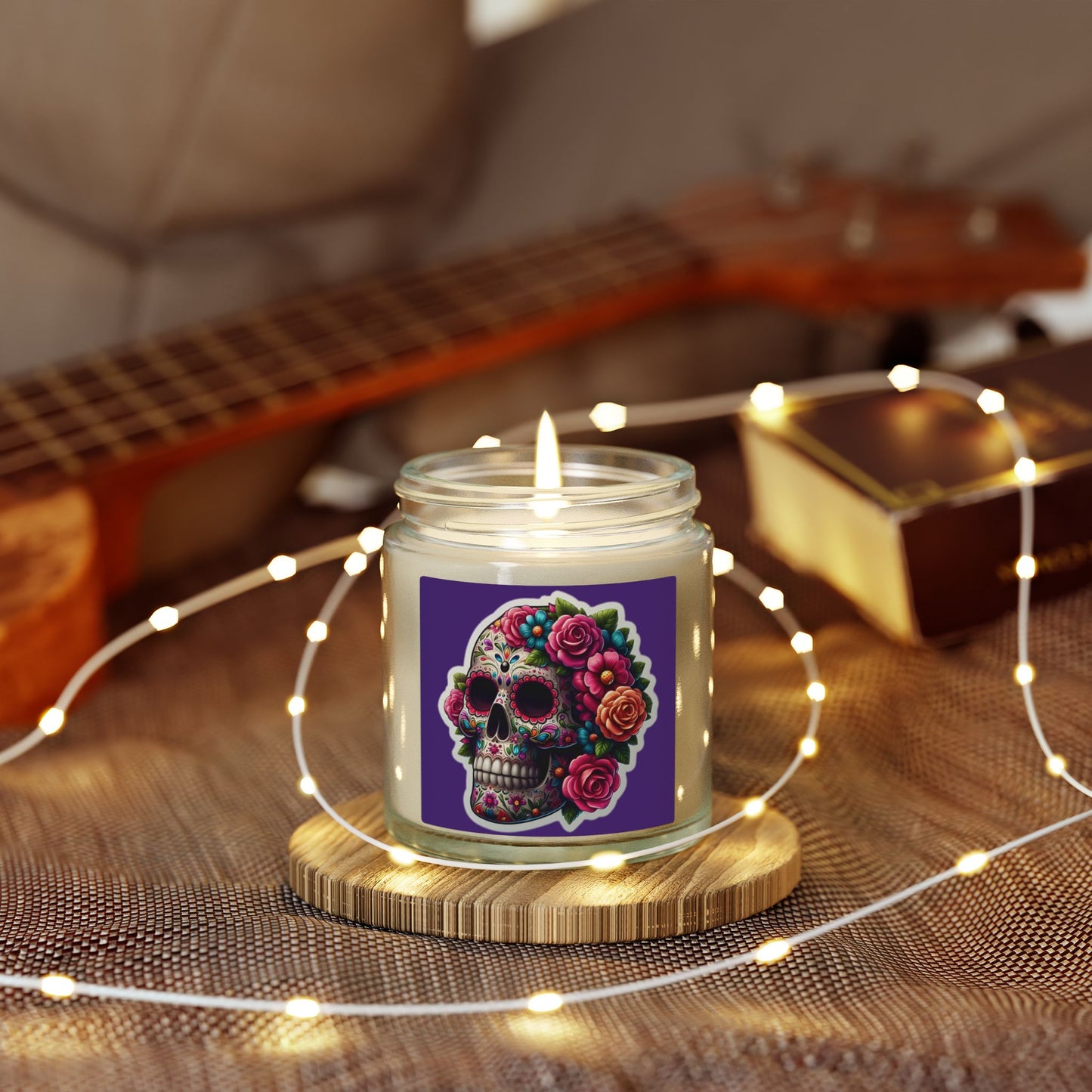 Day of the Dead Sugar Skull Scented Candle — Coconut Apricot Wax (4oz & 9oz)