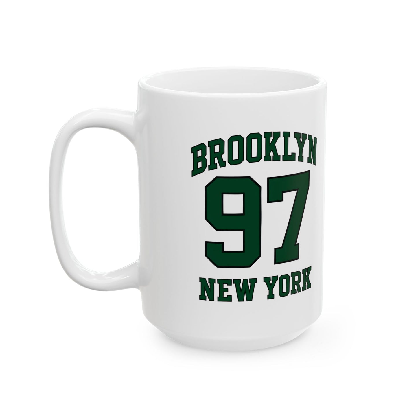 Brooklyn 97 New York Ceramic Mug – Vintage Varsity Number Coffee Cup (11oz, 15oz)