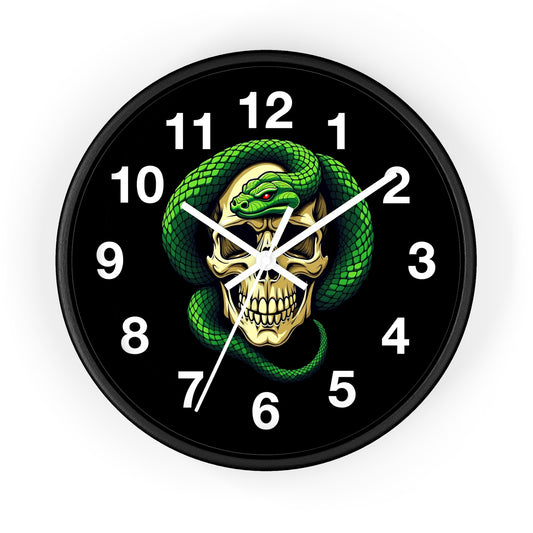 Skull and Snake Wall Clock, Gothic Home Decor, Unique Gift for Horror Lovers, Vintage Style Wall Art, Timeless Decoration
