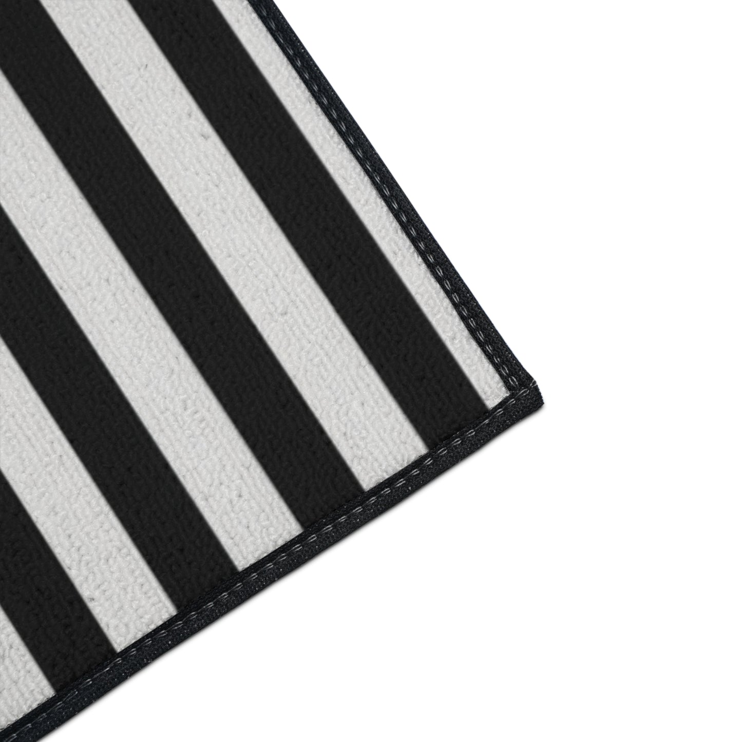 Black & White Striped Heavy Duty Floor Mat — Durable Entrance Rug for Home, Office & Garage