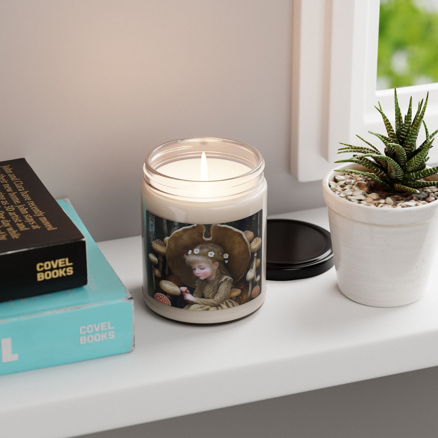 Mushroom Fairy Soy Candle — 9oz Scented Jar (Woodland Floral)