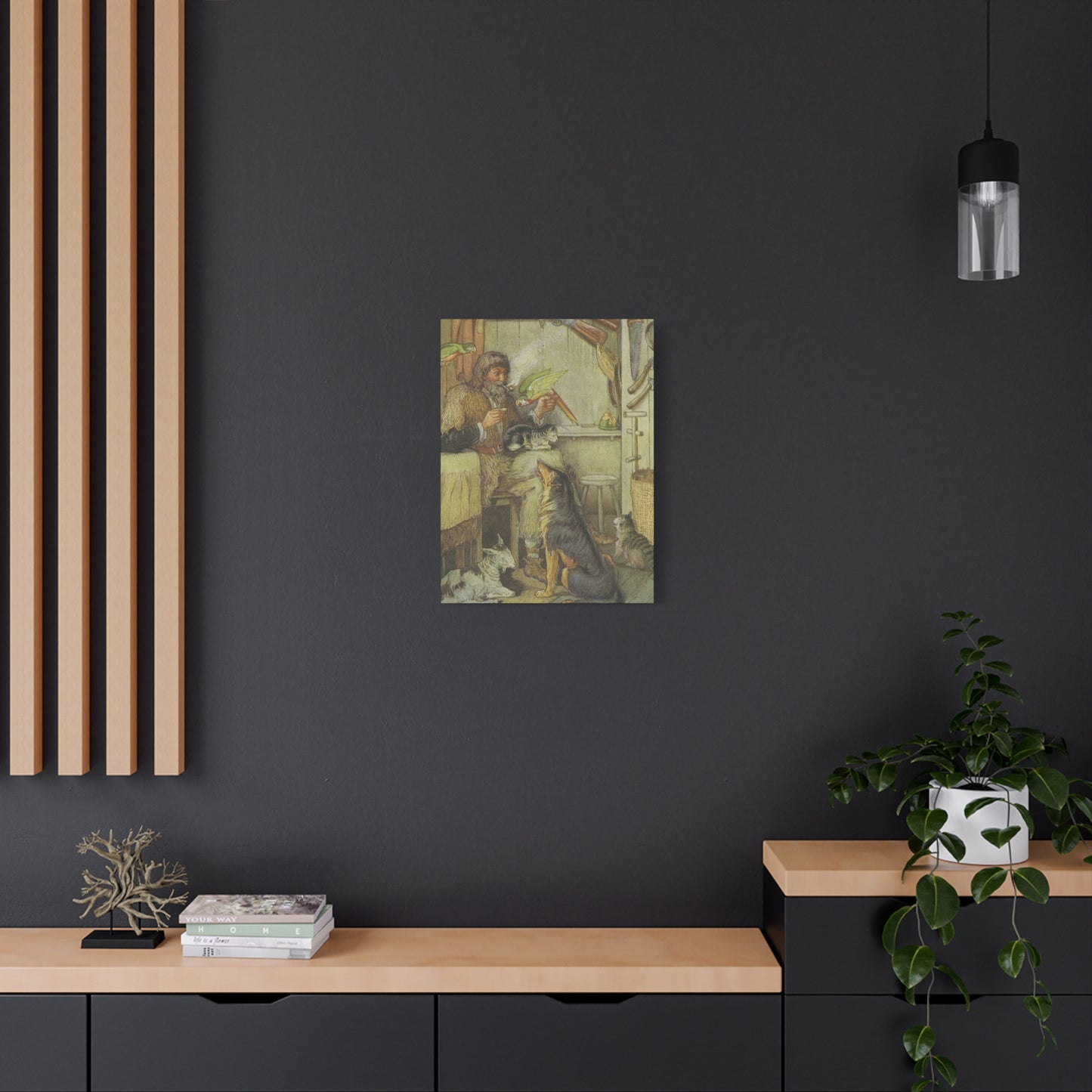 Vintage Cottage Animal Illustration Matte Canvas Print