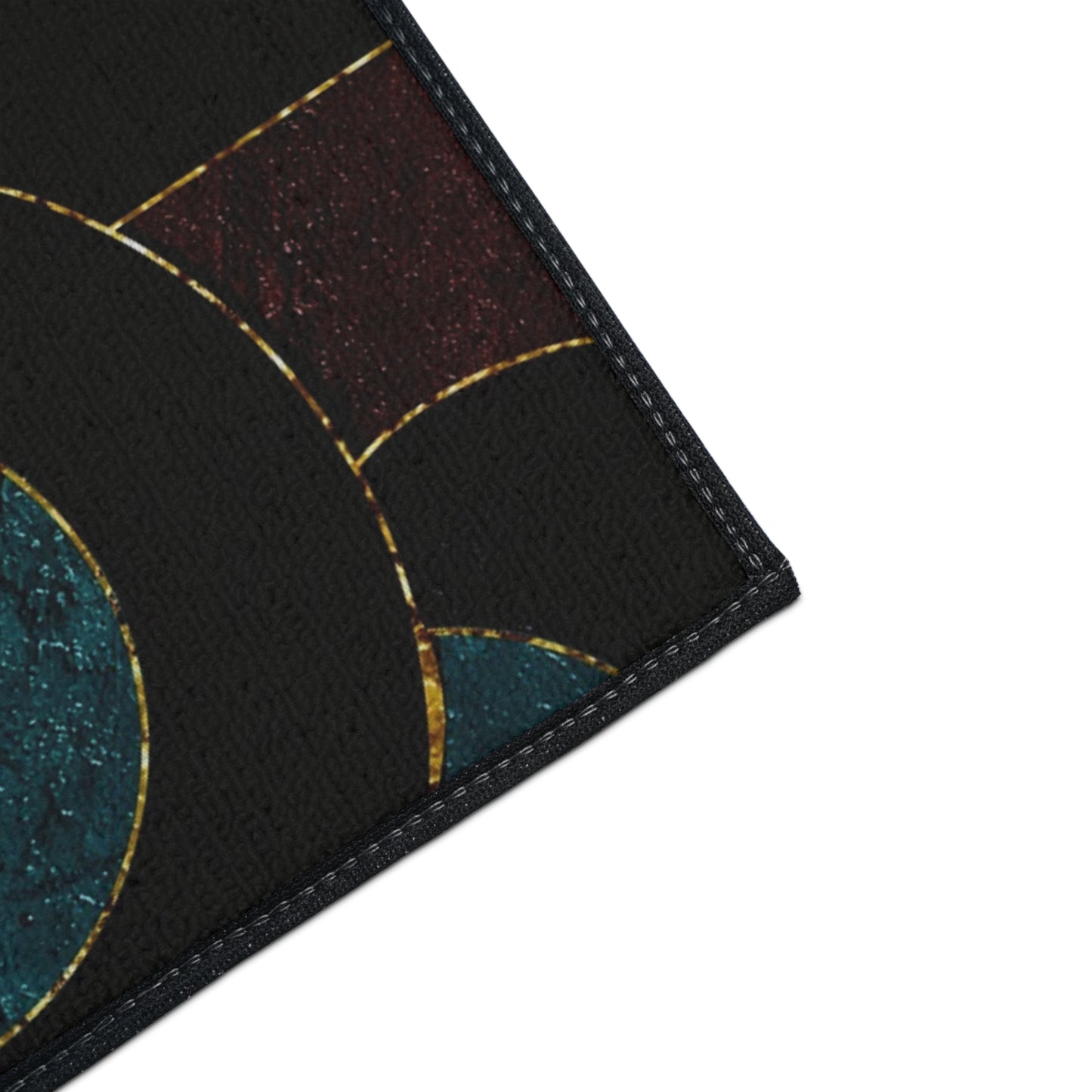Heavy-Duty Floor Mat — Teal & Burgundy Modern Circle Entry Rug